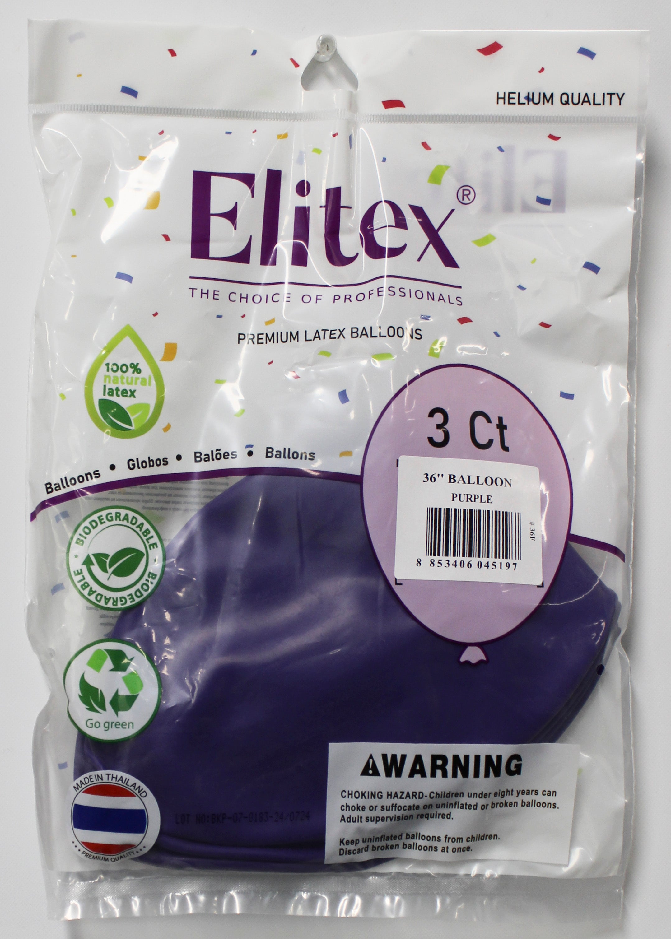 ELITEX 36" PURPLE ROUND BALLOON, 3 PACK