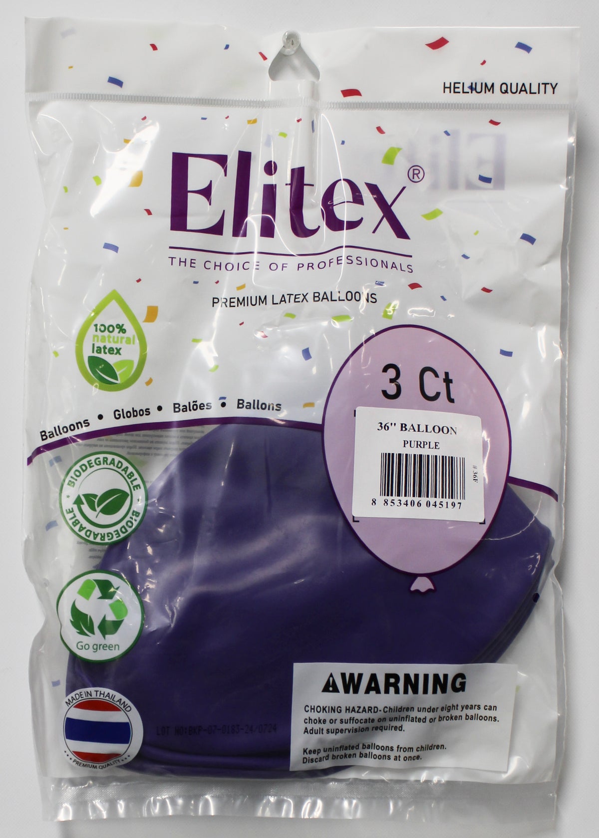 ELITEX 36" PURPLE ROUND BALLOON, 3 PACK