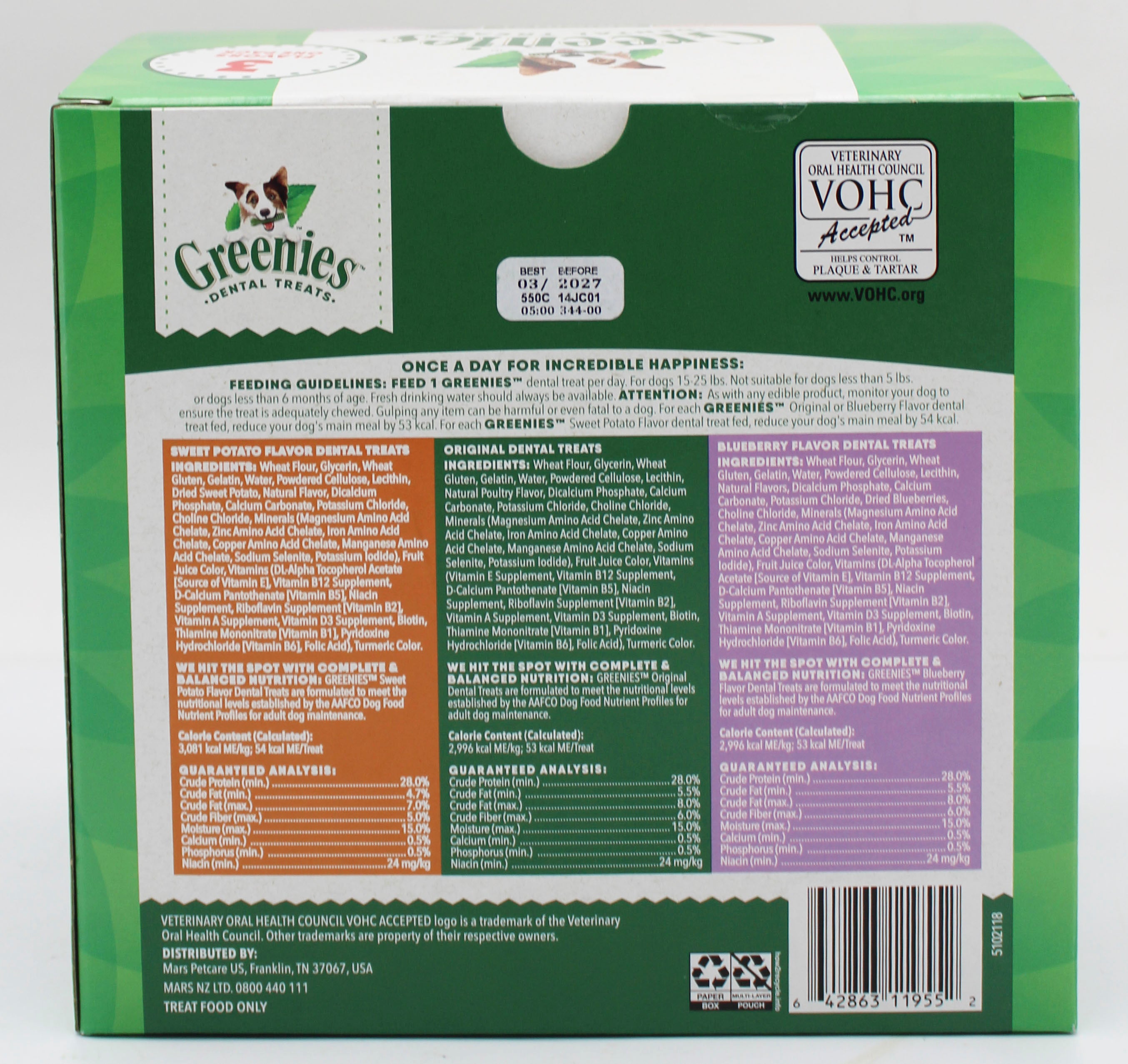 Greenies Natural Dental Care Dog Treats Petite Variety 36oz 60-Pack