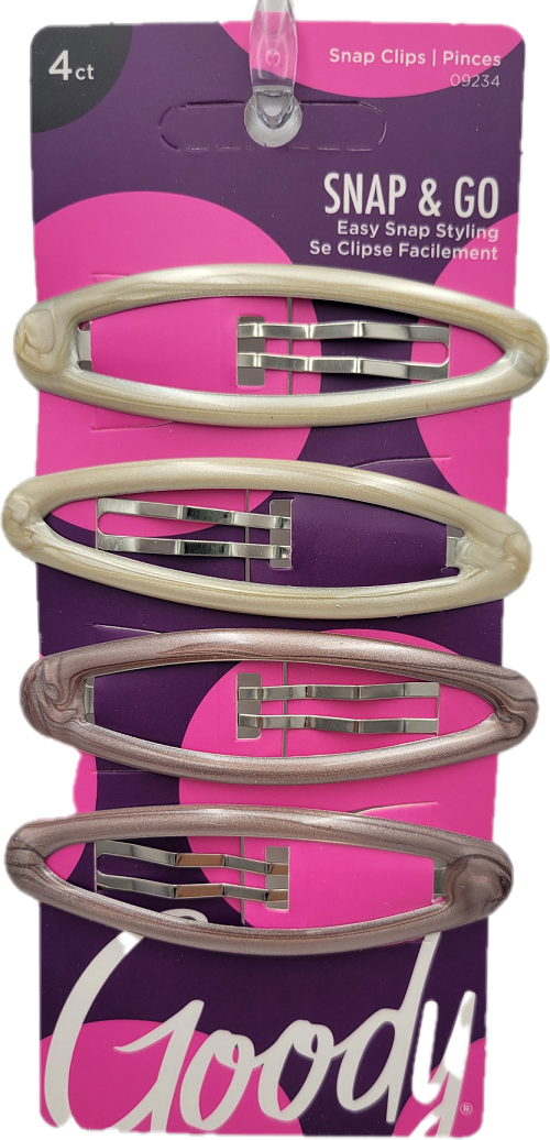 GOODY SNAP CLIPS BIG OVAL EPOXY 4CT ASSORTED COLORS NI