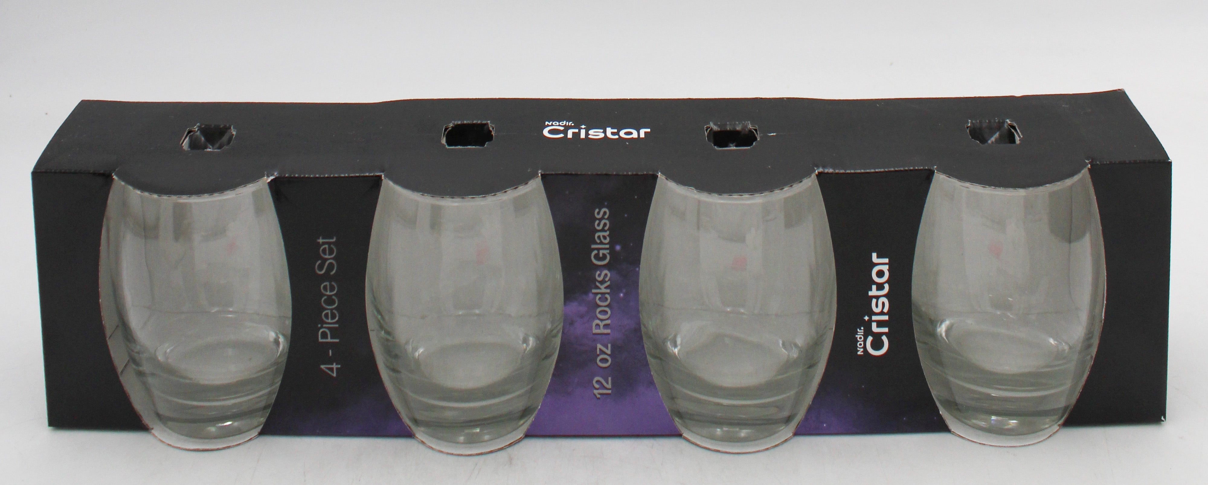 AIRE ROCKS GLASS GLOSSY SLEEVE SET 4ct 12oz