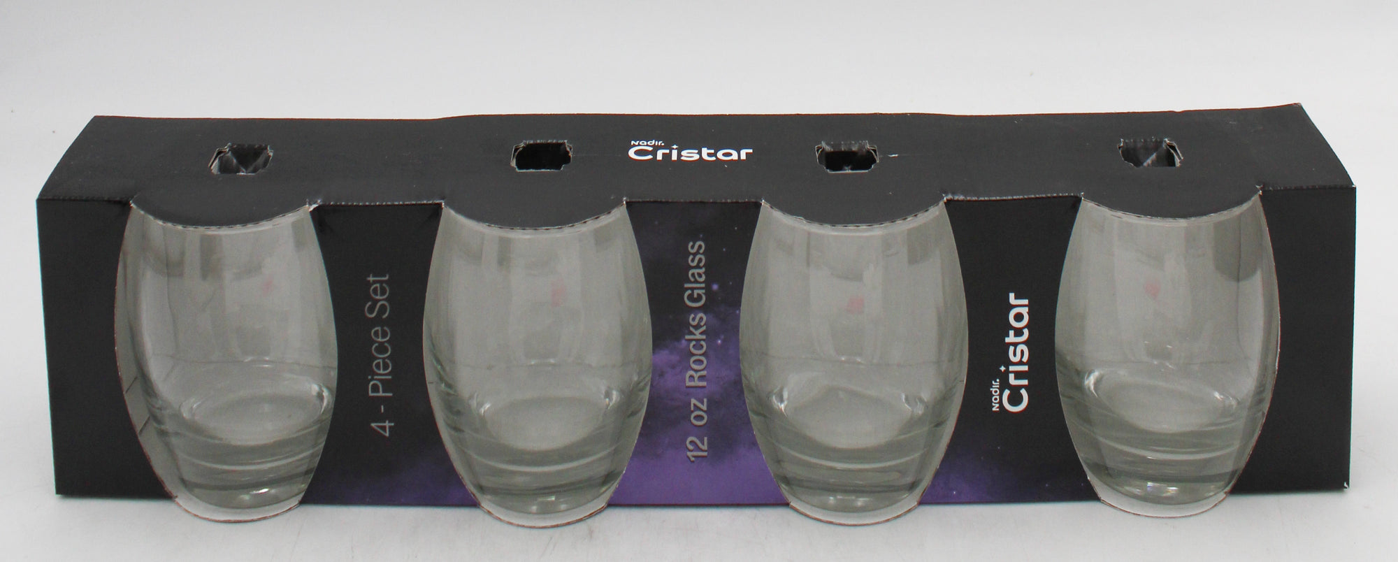 AIRE ROCKS GLASS GLOSSY SLEEVE SET 4ct 12oz