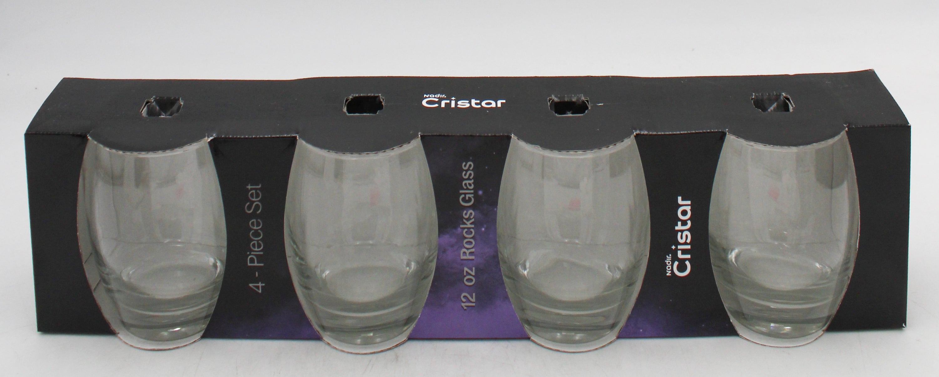 AIRE ROCKS GLASS GLOSSY SLEEVE SET 4ct 12oz