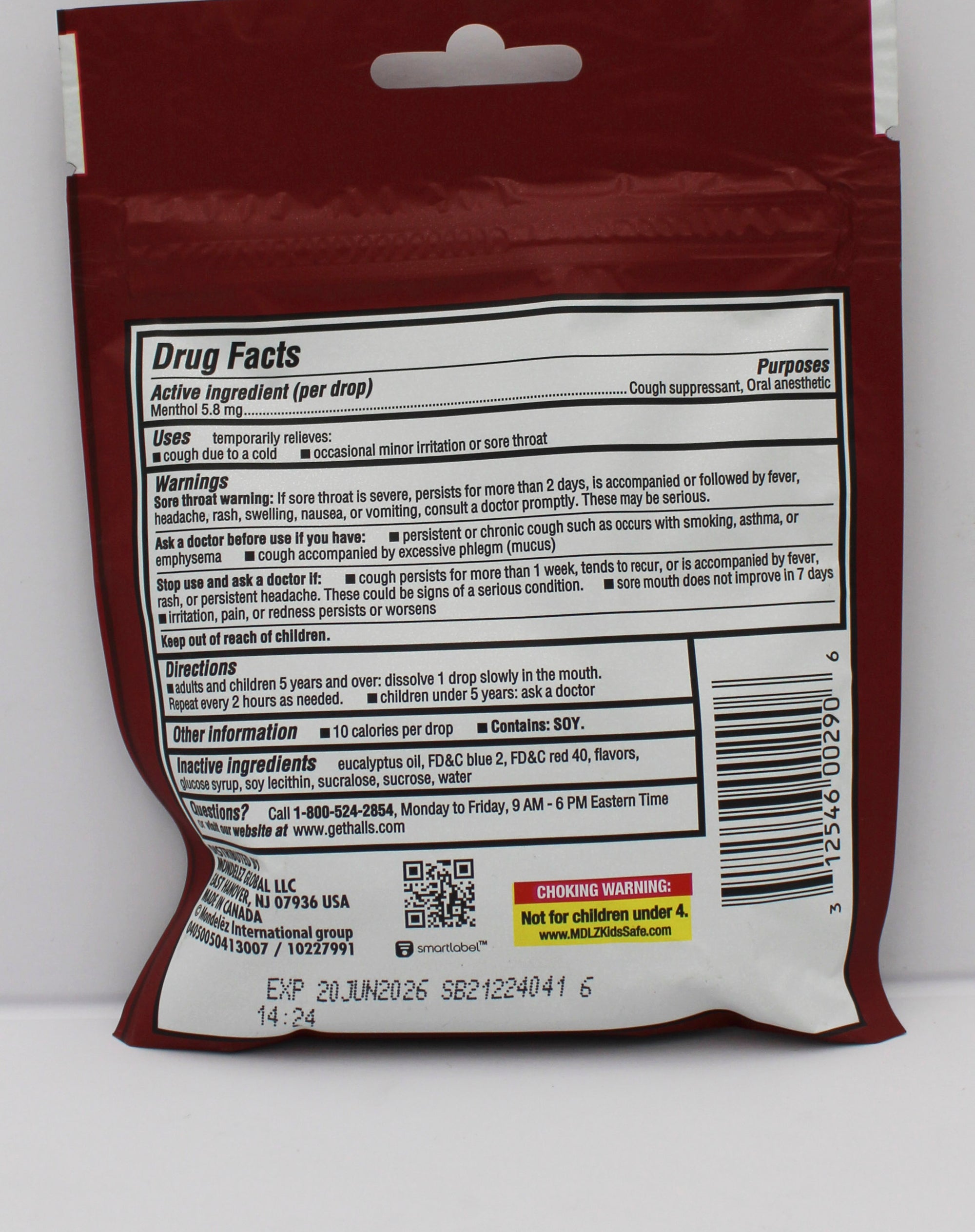 HALLS 14 PC  CHERRY BAG  EXP 6/20/26