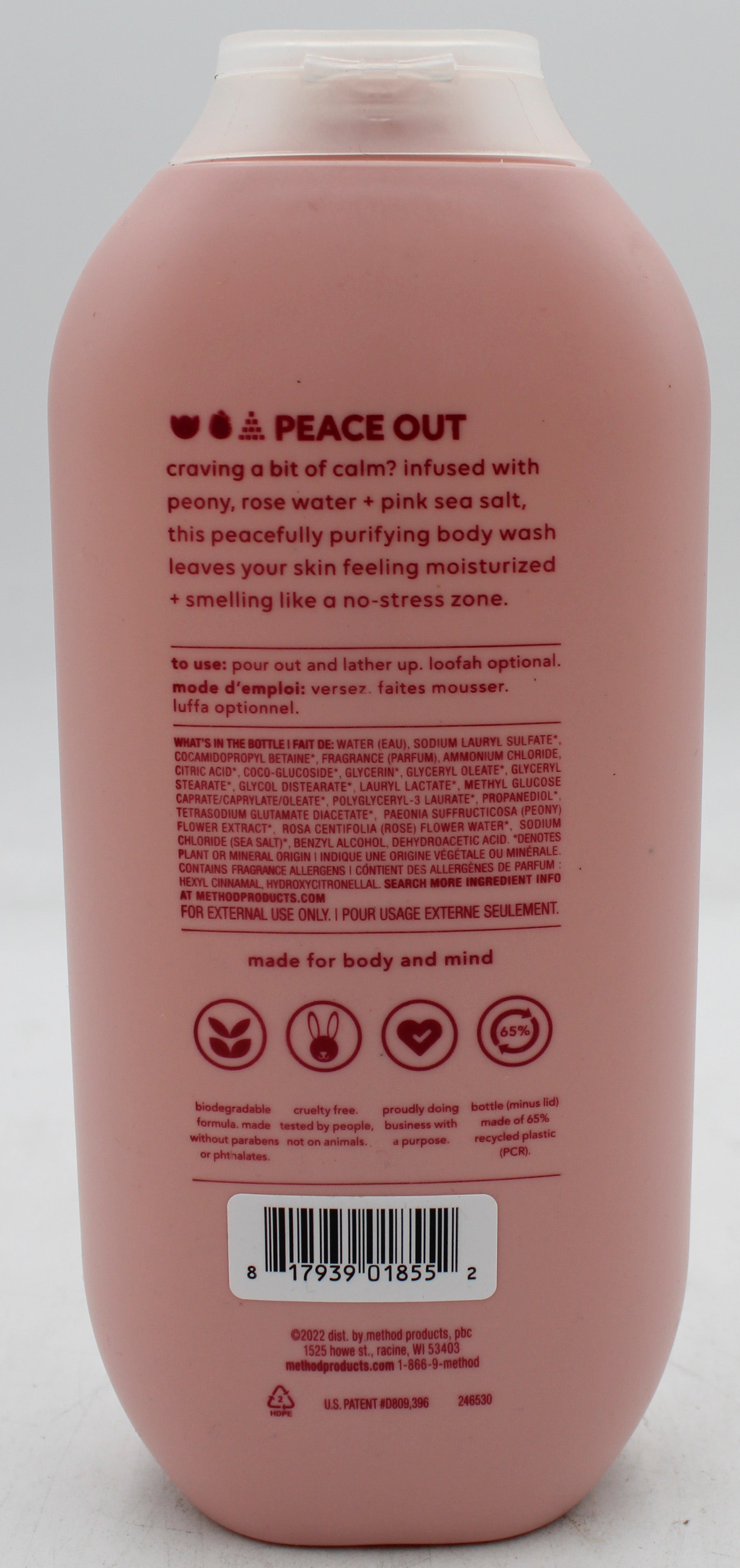 SP METHOD BODY WASH PINK SEA SALT PURE PEACE 18oz-