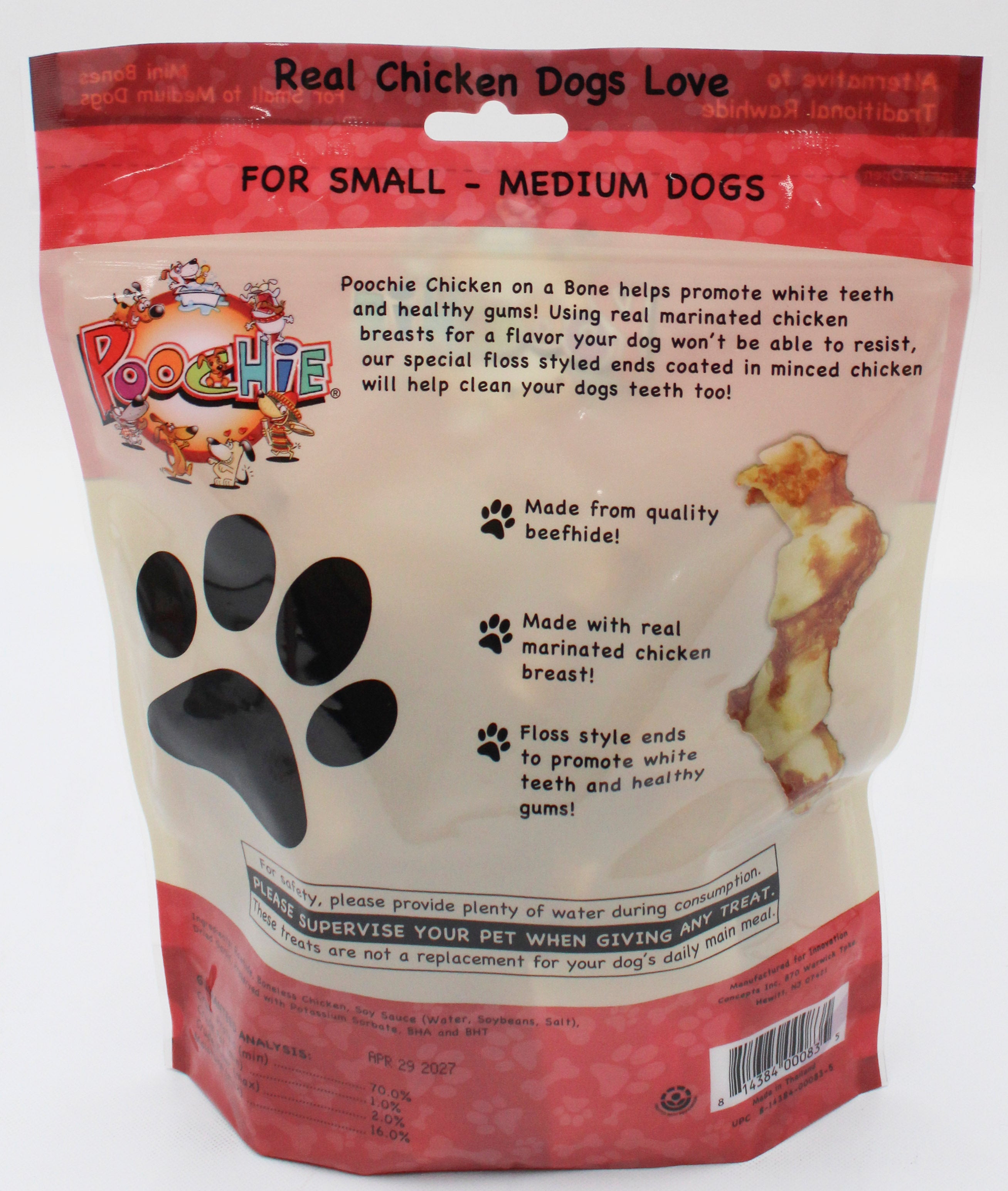 Poochie Chicken on a Bone Dog Treat 12 Count 8.4oz Wholesale Case