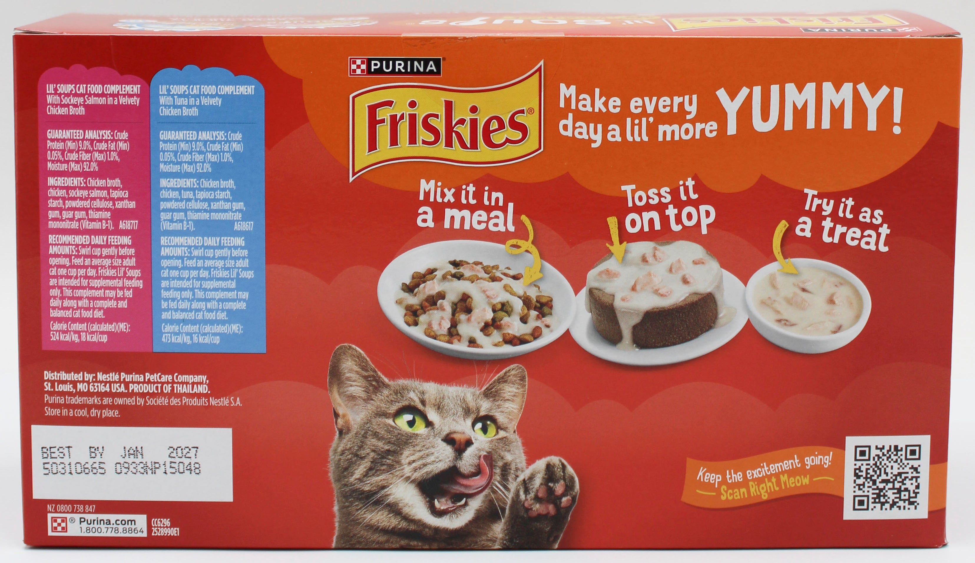 PURINA FRISKIES LIL SOUPS SALMON & TUNA VARIETY PACK 18CT BB 1/31/27