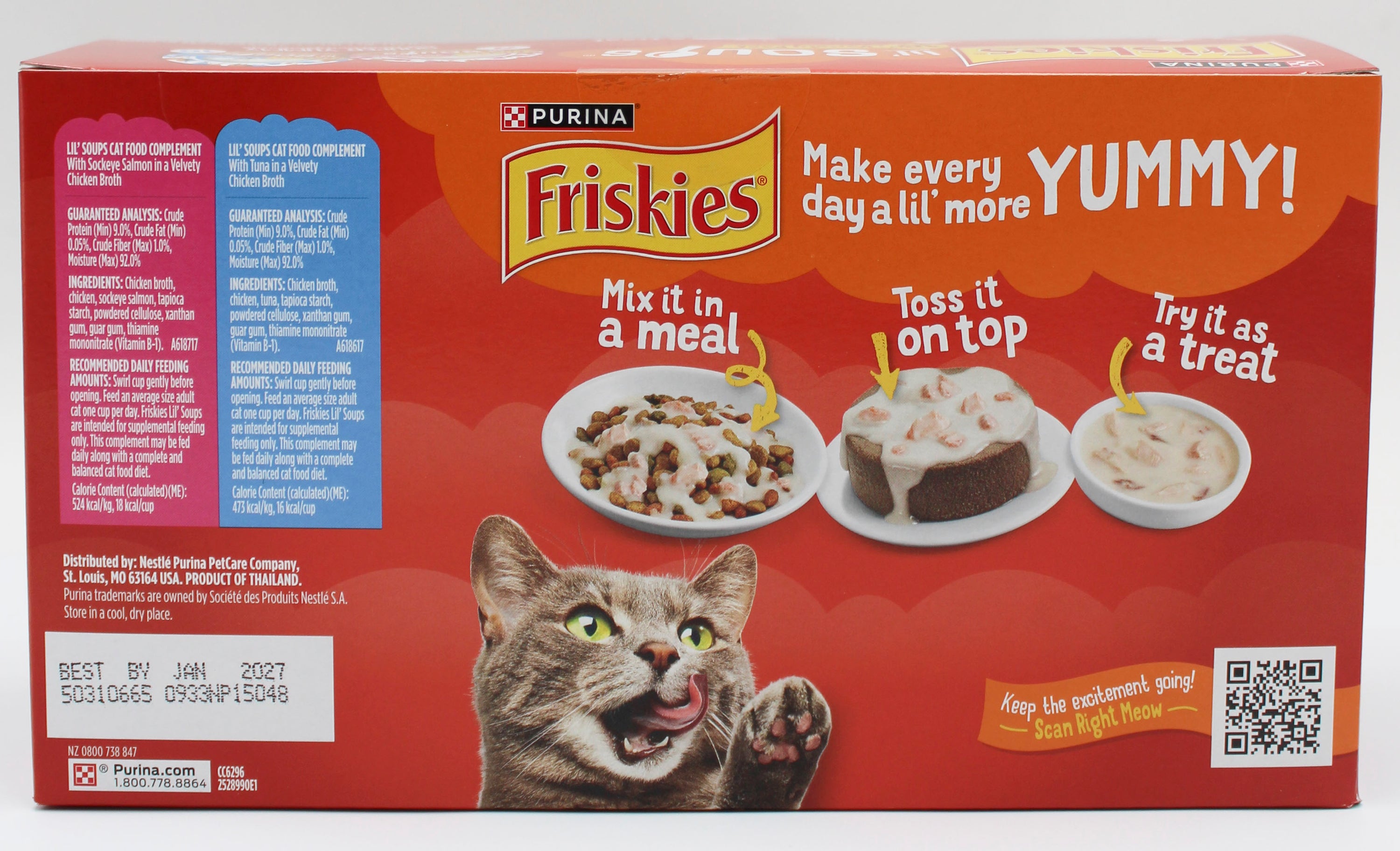 PURINA FRISKIES LIL SOUPS SALMON & TUNA VARIETY PACK 18CT BB 1/31/27
