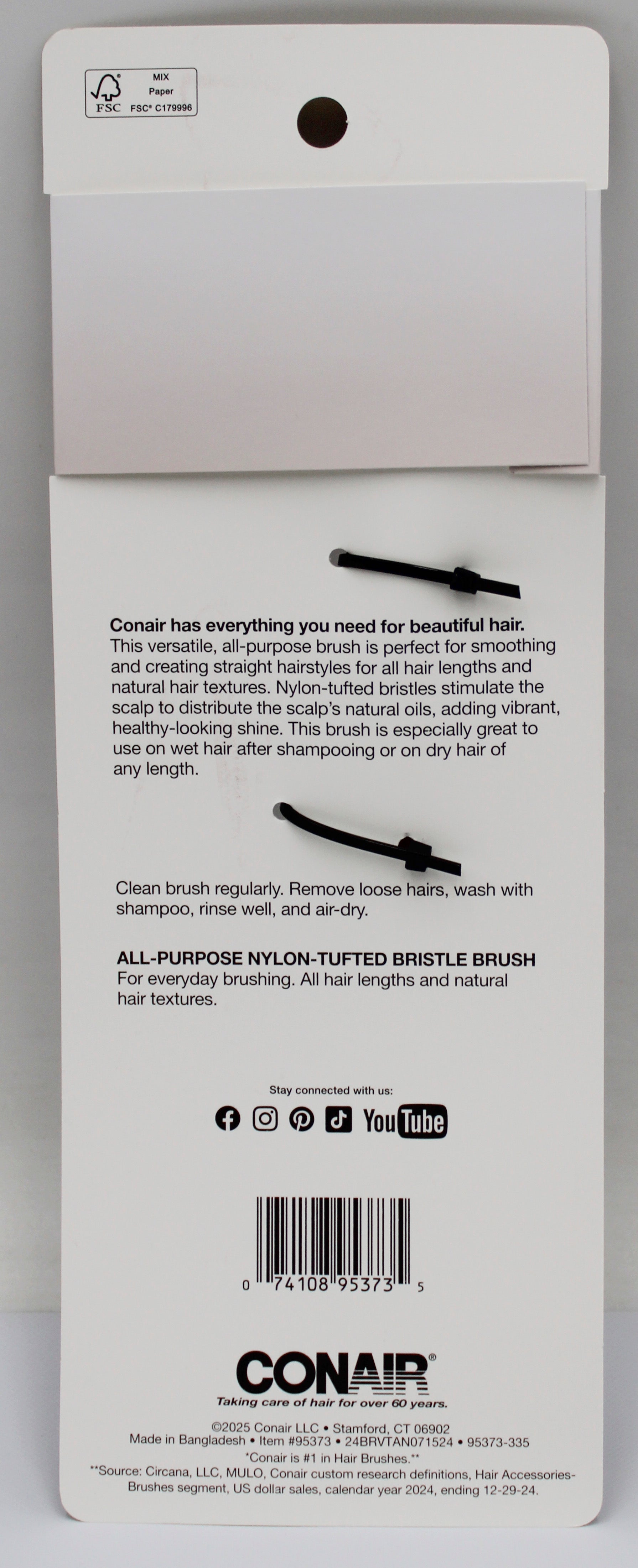 CONAIR NYLON-TUFTED BRISTLES BRUSH NI