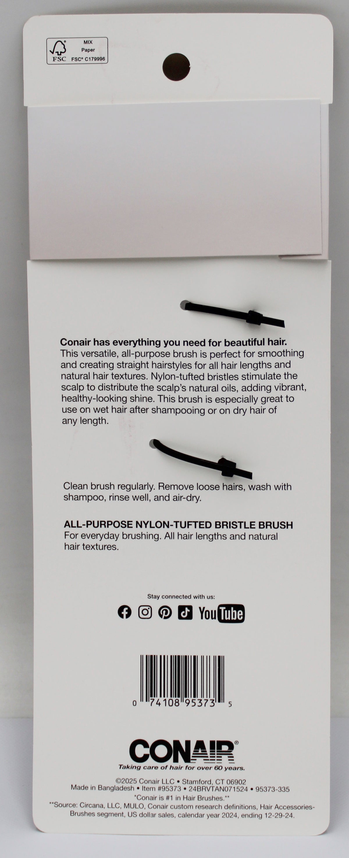 CONAIR NYLON-TUFTED BRISTLES BRUSH NI