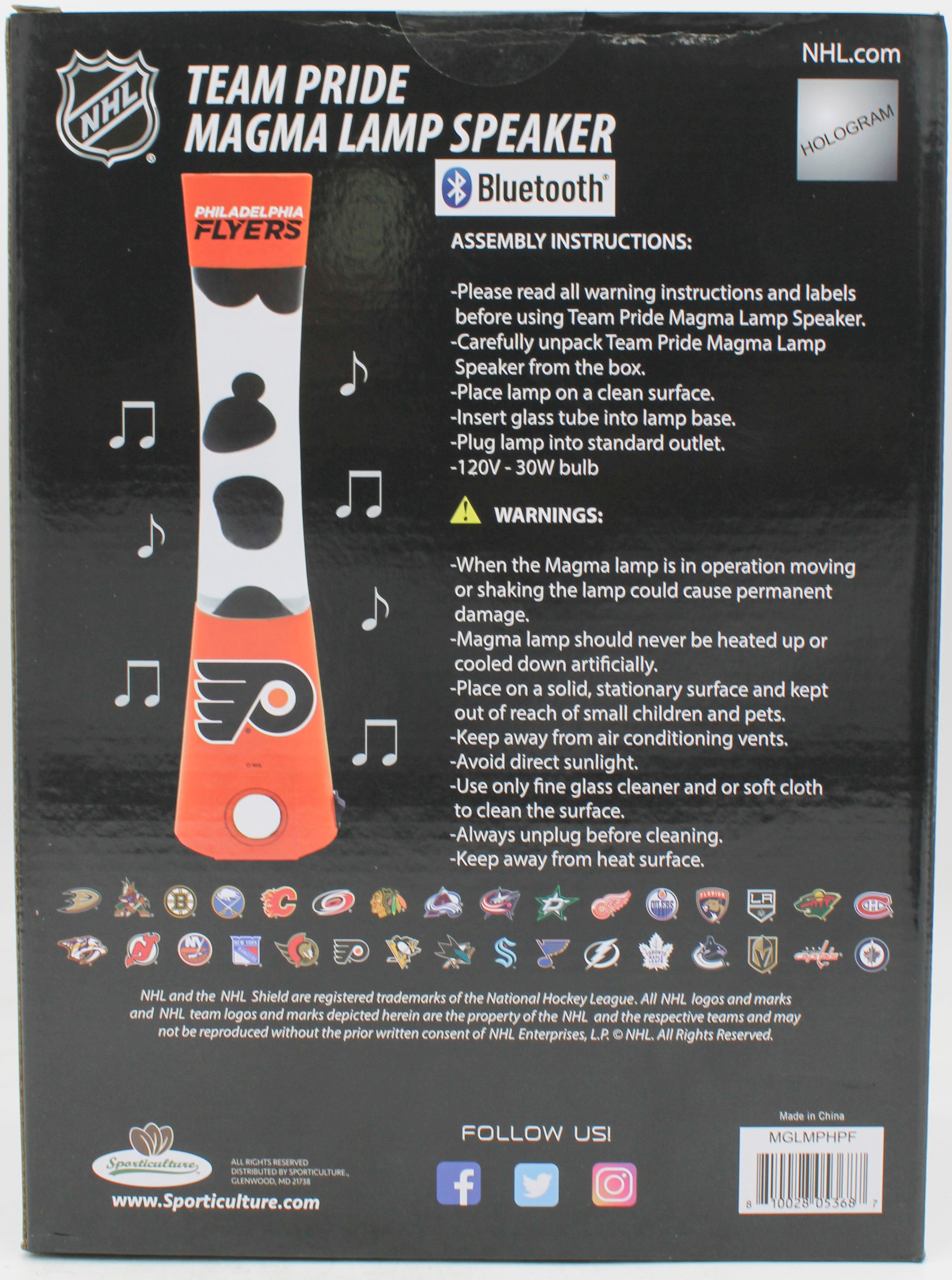 NHL PHILADELPHIA FLYERS LAVA LAMP SPEAKER 16.5"