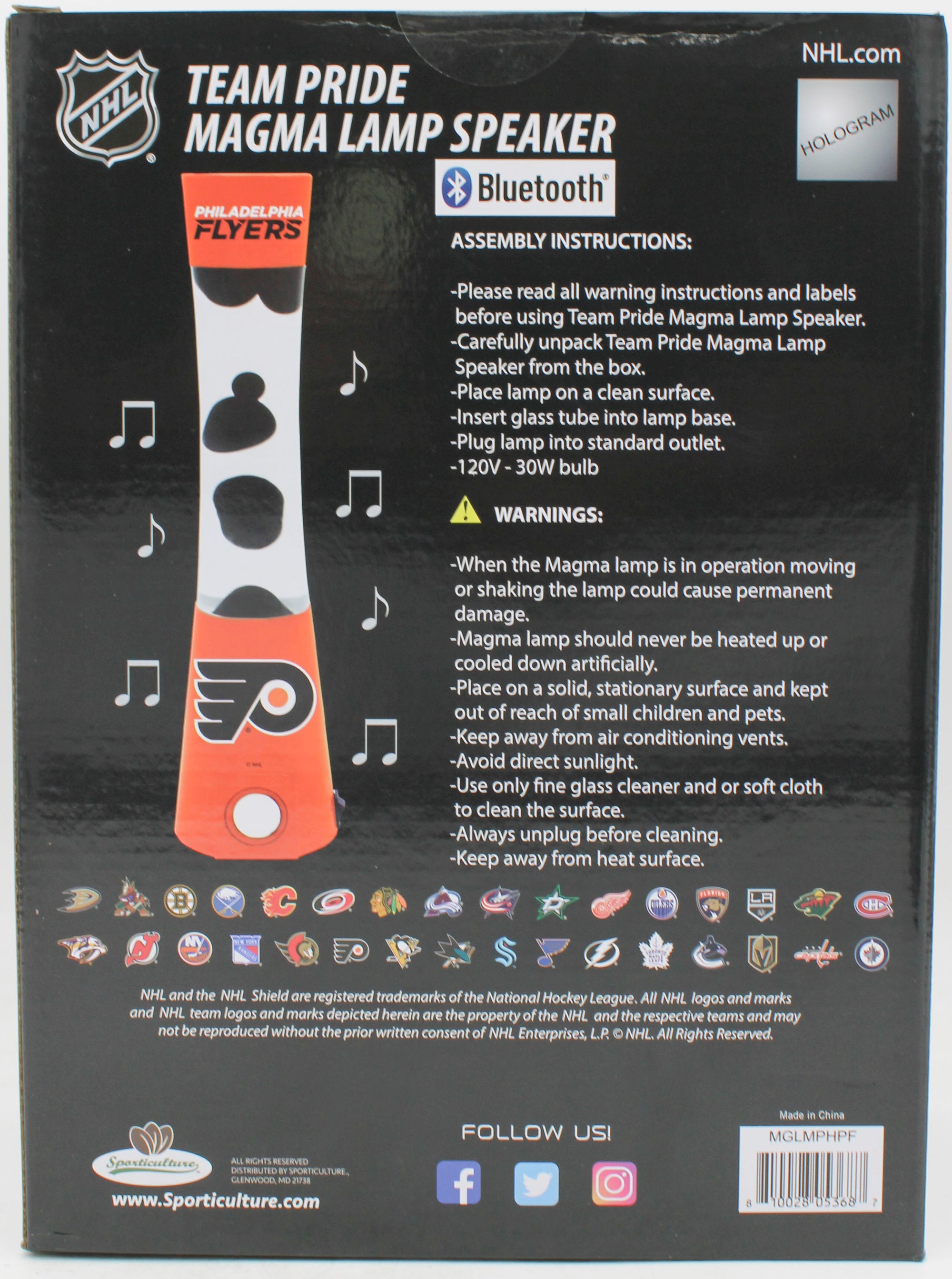 NHL PHILADELPHIA FLYERS LAVA LAMP SPEAKER 16.5"