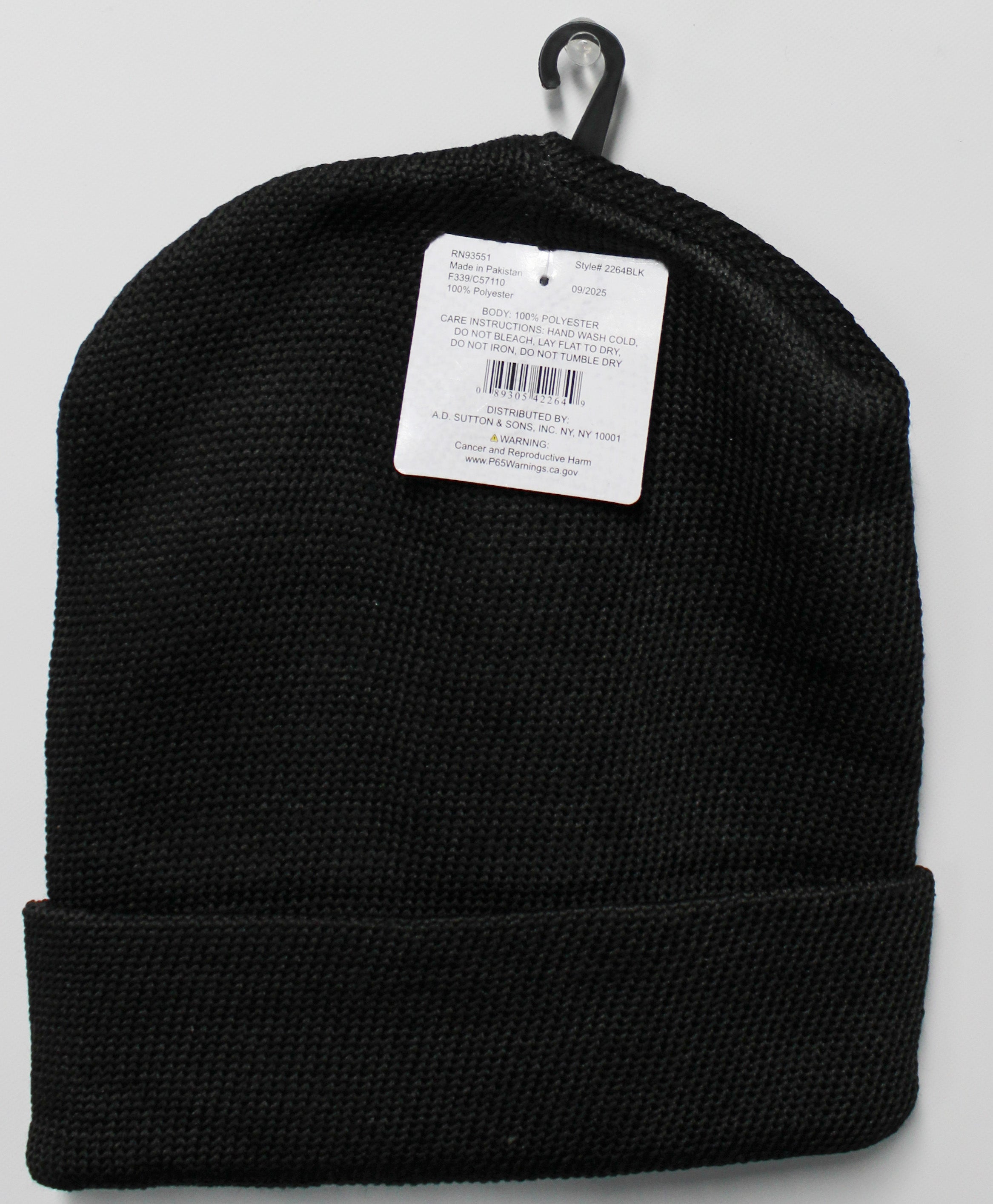 BLACK BEANIE KNIT HAT- ADULT