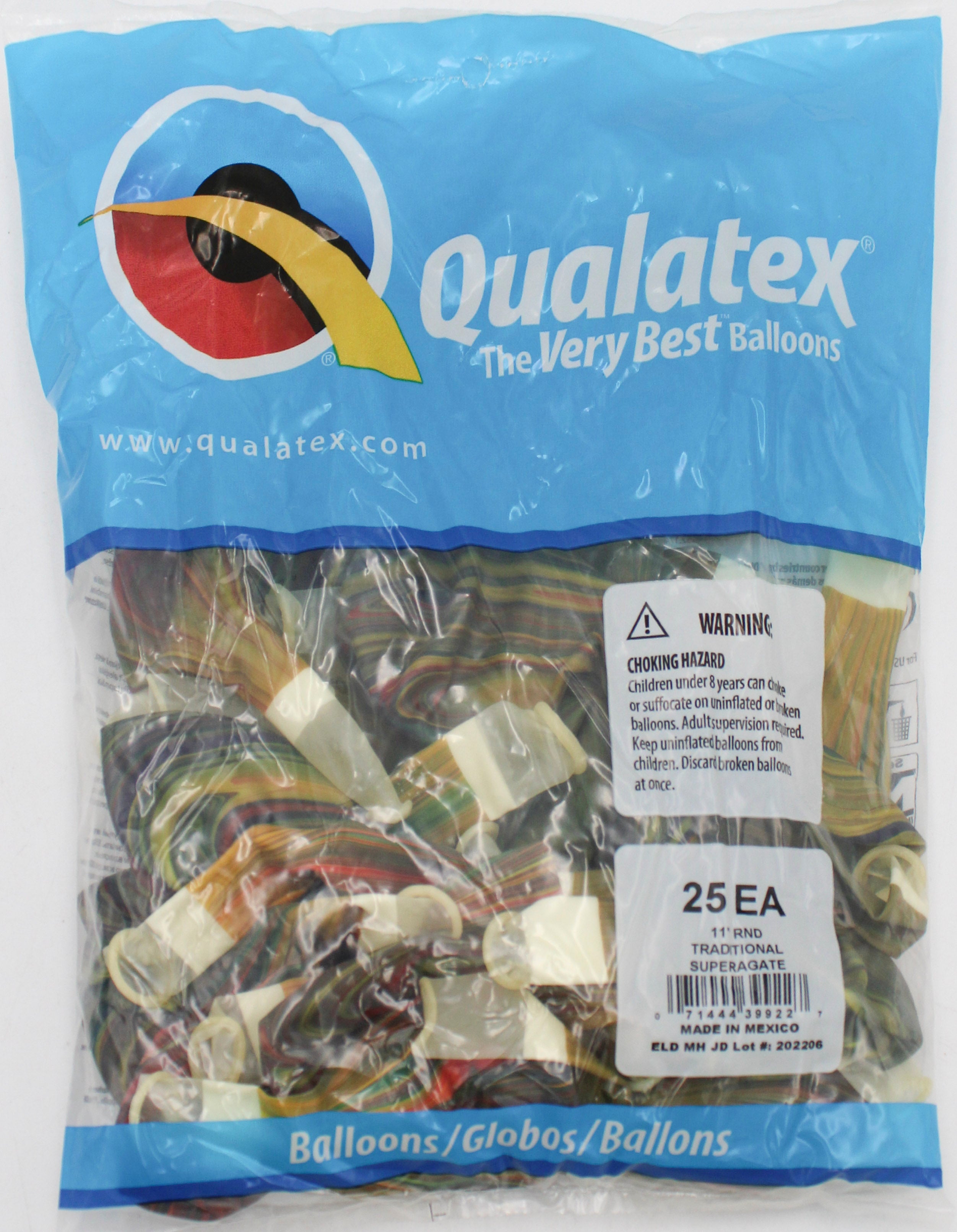 QX 11" Latex Balloons Plain Traditional Superagate 25ct