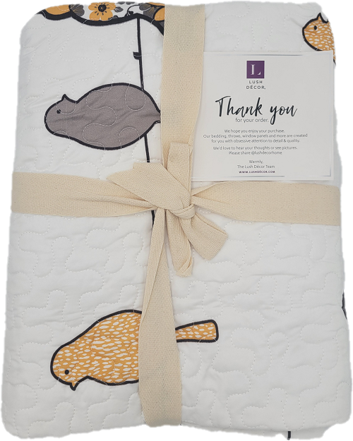 LUSH DECOR MICROFIBER THROW 50"x60" ROWLEY BIRDS YELLOW/GRAY PP$110.00 NO AMAZON