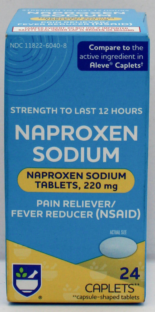 RITE AID NAPROXEN SODIUM PAIN/FEVER REDUCER CAPLETS 24ct EXP 2/15/2027 COMPARES TO Aleve