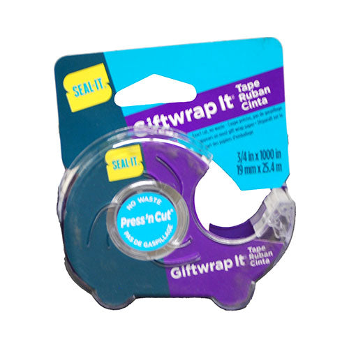 SEAL-IT GIFT WRAP TAPE PRESS 'N CUT DISPENSER 3/4inX1000in