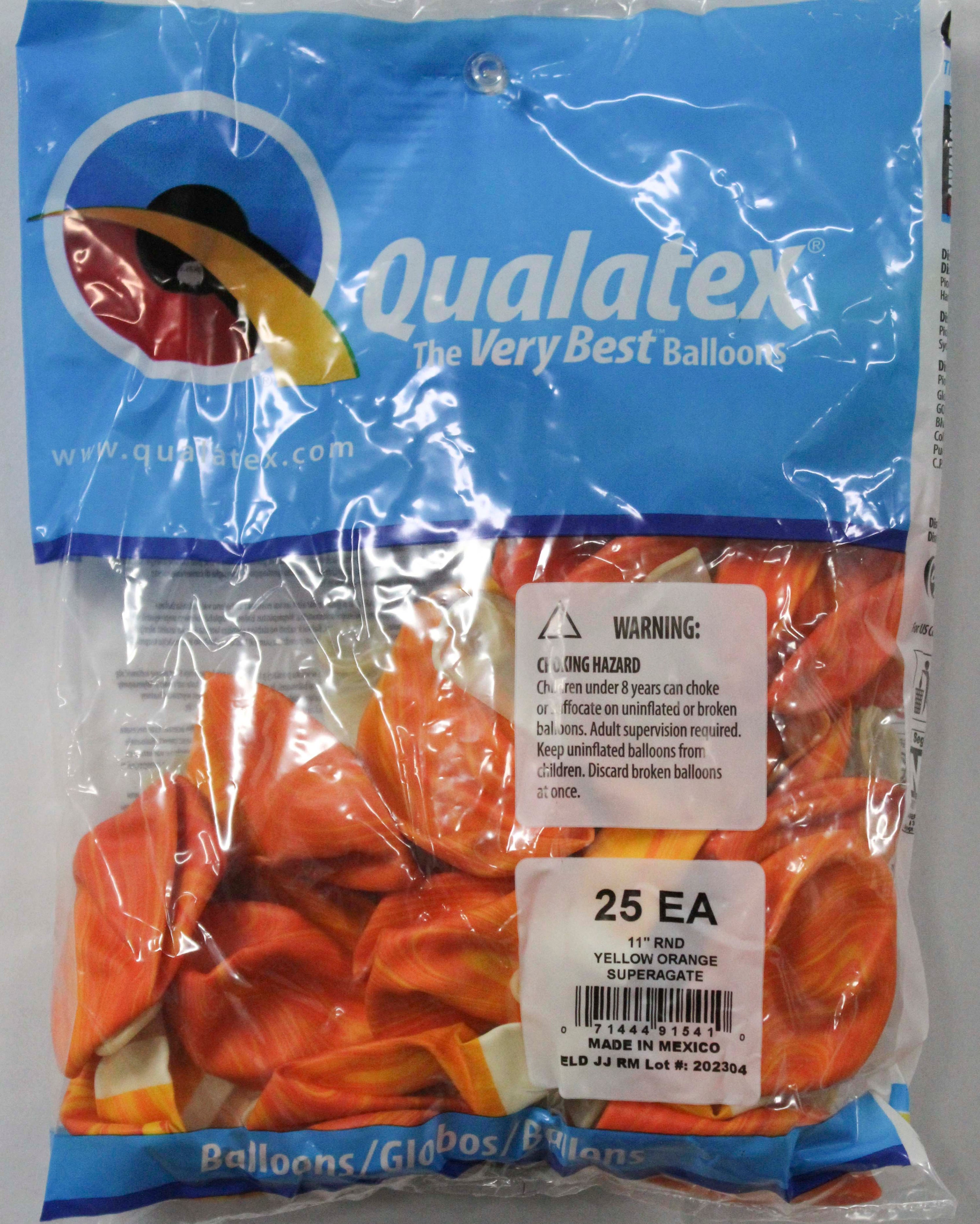 11" RND QX LATEX PLAIN 025CT YELLOW ORANGE SUPERAGATE RAINBOW