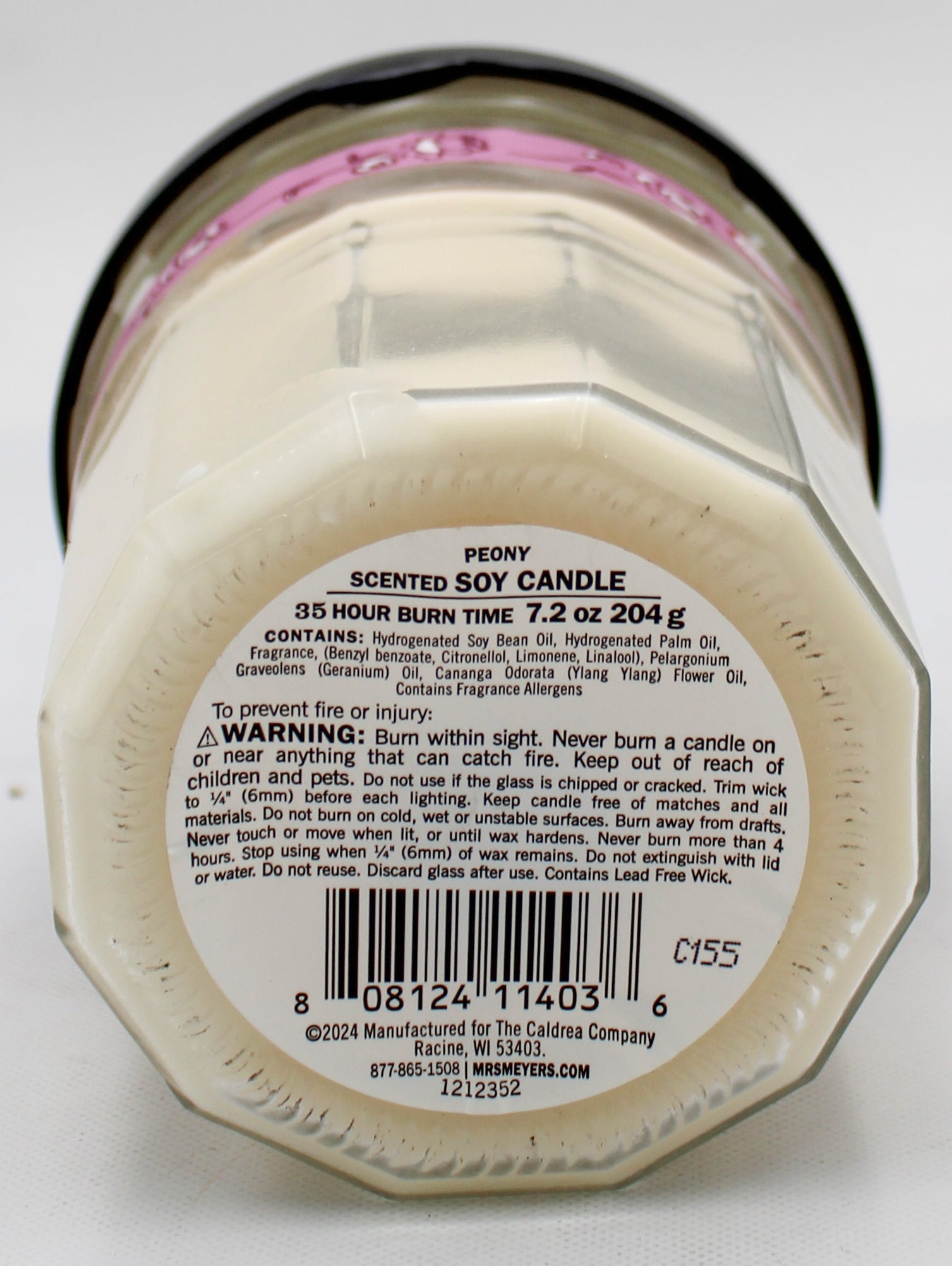 Mrs. Meyer's Large Soy Candle Peony 7.2oz