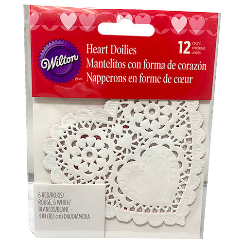 HEART DOILIES 4"/12CT-RED/WHITE.