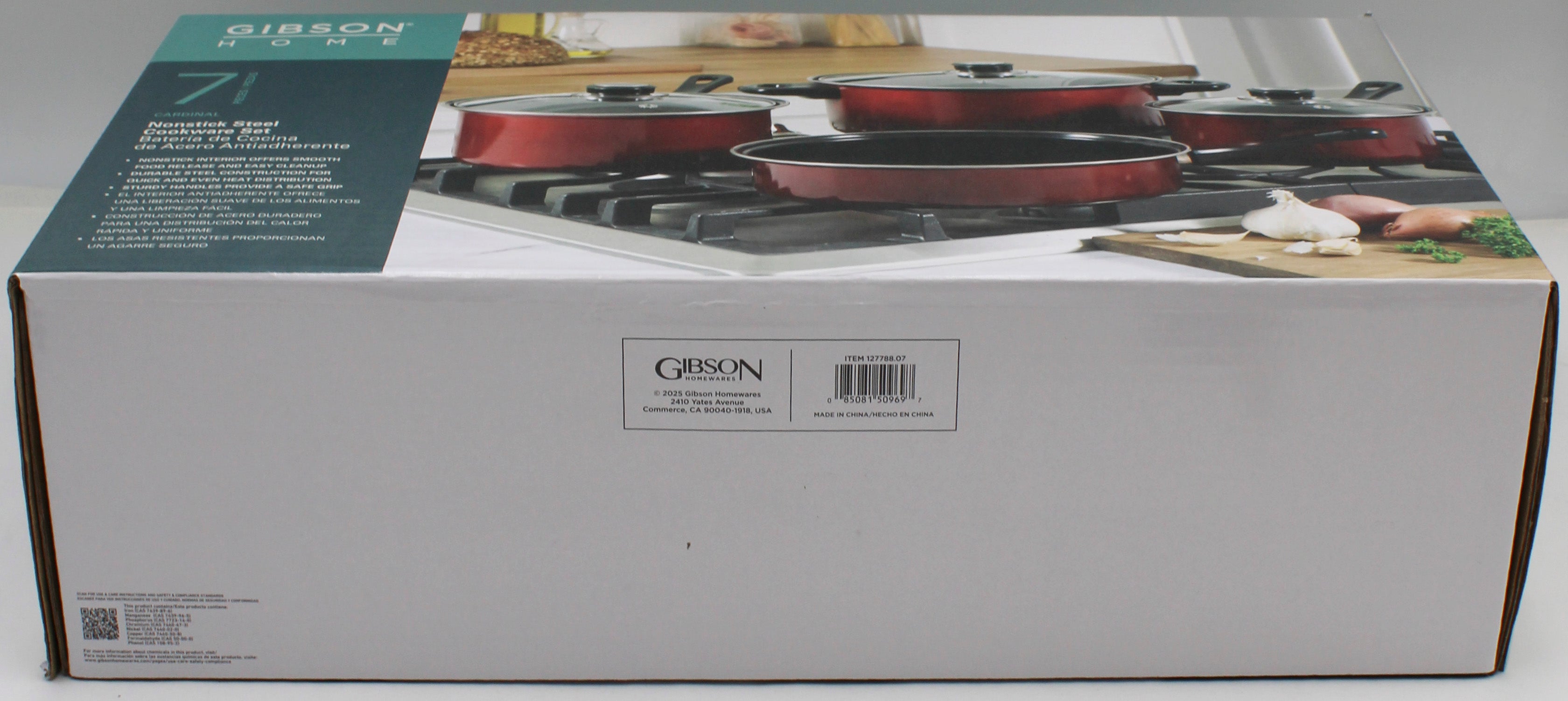 7PC NS GIBSON COOKWARE SET - METALLIC RED NI