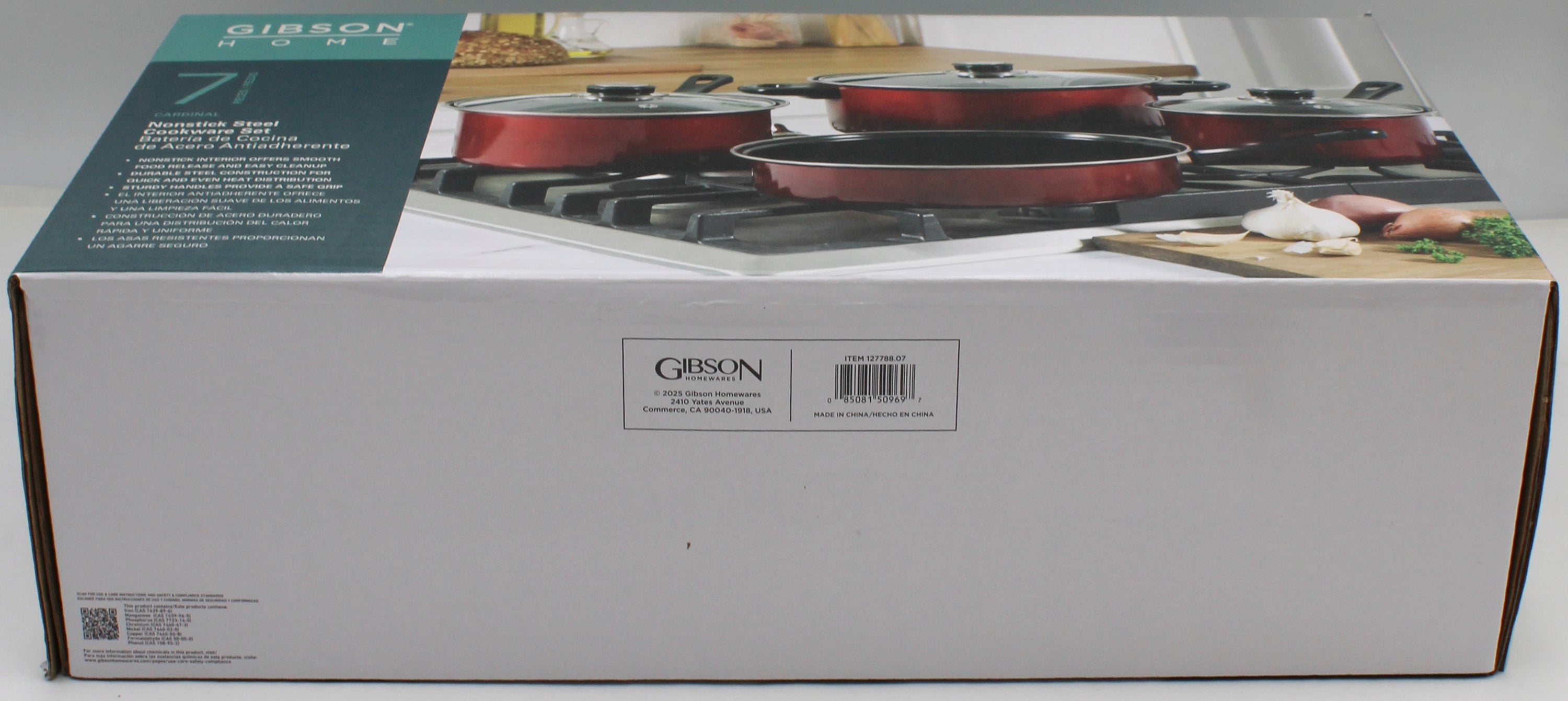 7PC NS GIBSON COOKWARE SET - METALLIC RED NI