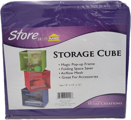 HOME CREATIONS STORAGE CUBE 12x12x12x PURPLE