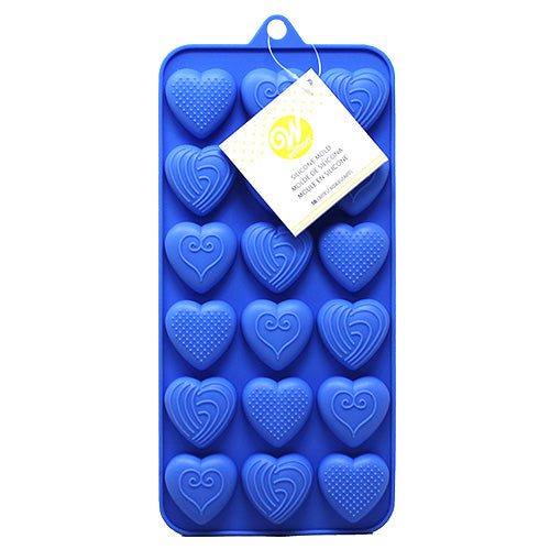 WILTON FANCY HEART SILICONE CANDY MOLD (18 CAVITY)