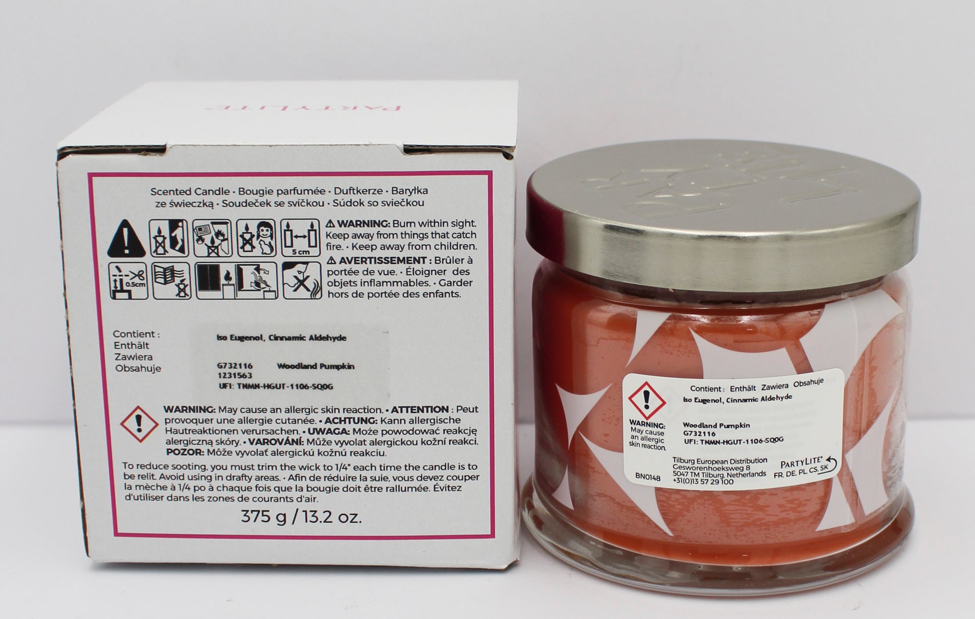 PARTYLITE WOODLAND PUMPKIN 3-WICK JAR CANDLE 13.2oz.