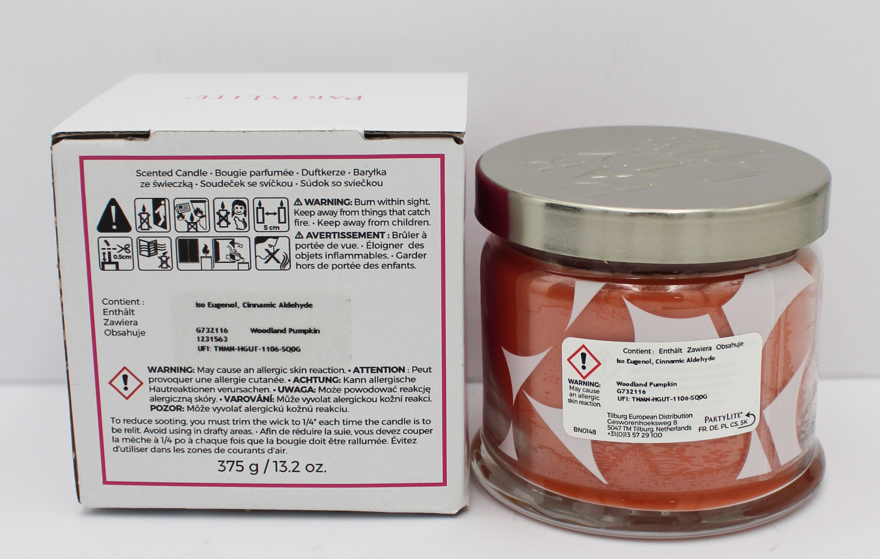 PARTYLITE WOODLAND PUMPKIN 3-WICK JAR CANDLE 13.2oz.