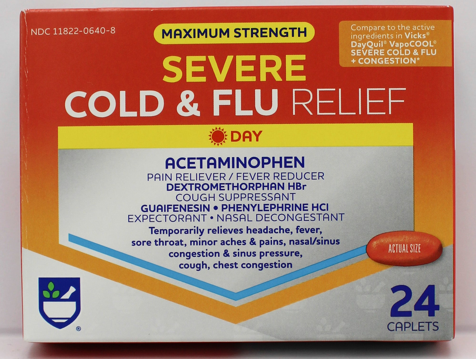 RITE AID DAYTIME COLD & FLU RELIEF MAXIMUM STRENGTH CAPLETS 24ct EXP 9/15/2027