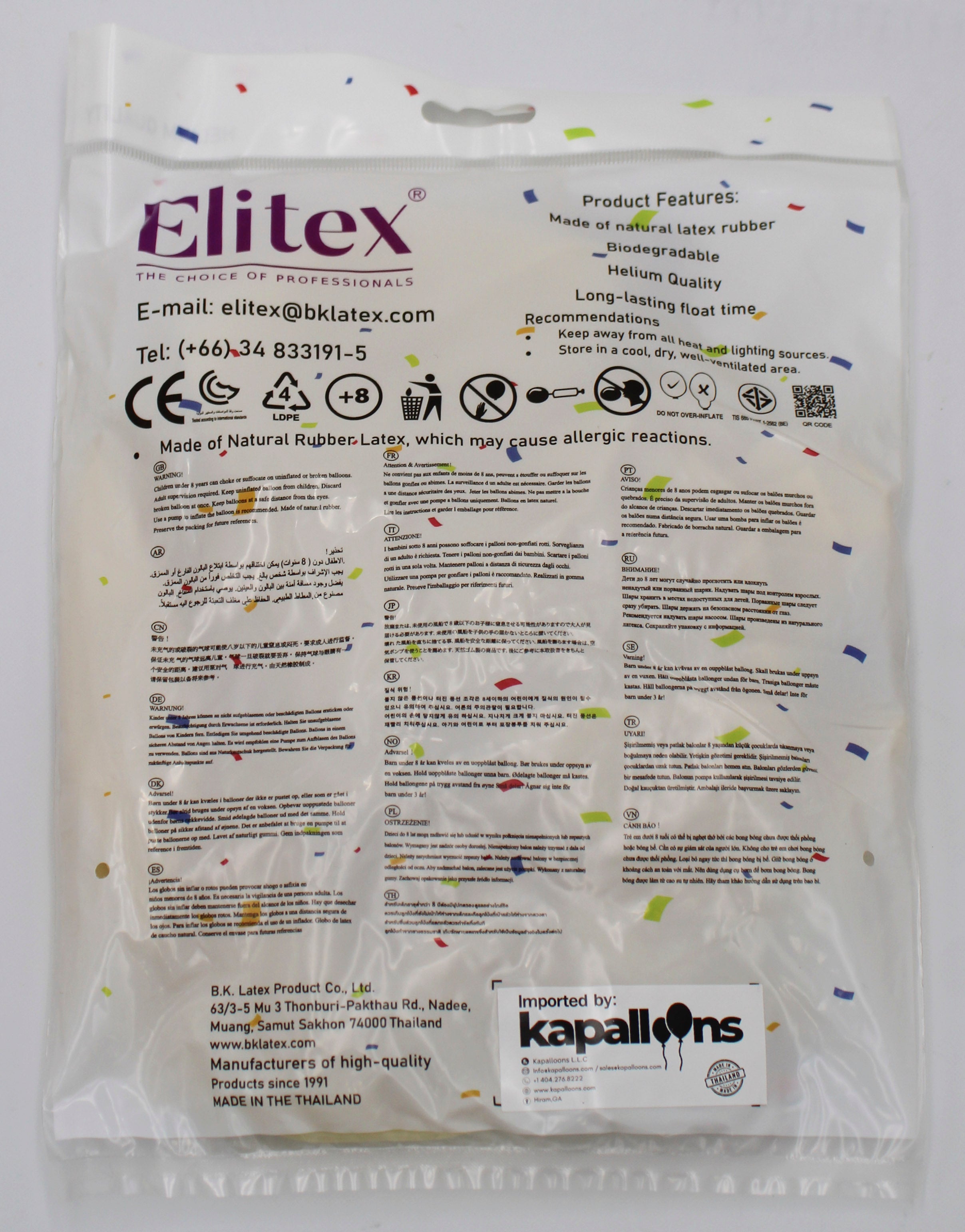 ELITEX 18" CRYSTAL CLEAR ROUND BALLOON, 10 PACK