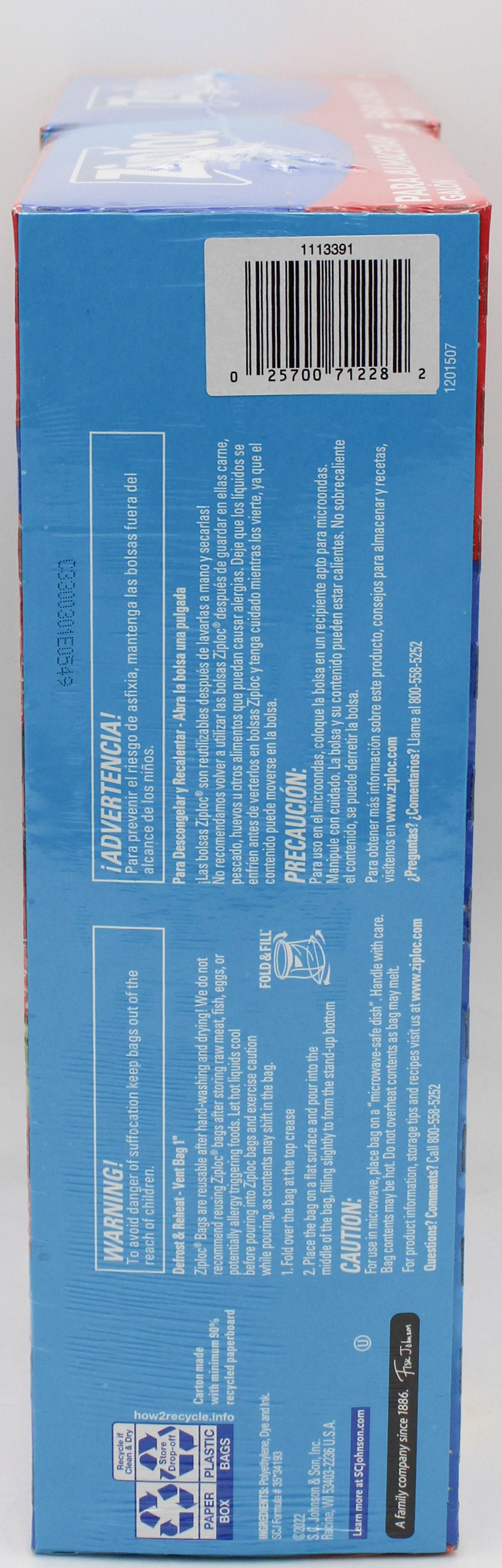 ZIPLOC STAND UP STAY OPEN STORAGE GALLON 2pc TWIN PACK 75ct US