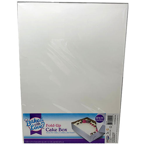 CAKE BOX W/LID 10x14x4"-BAKD W/LOVE.