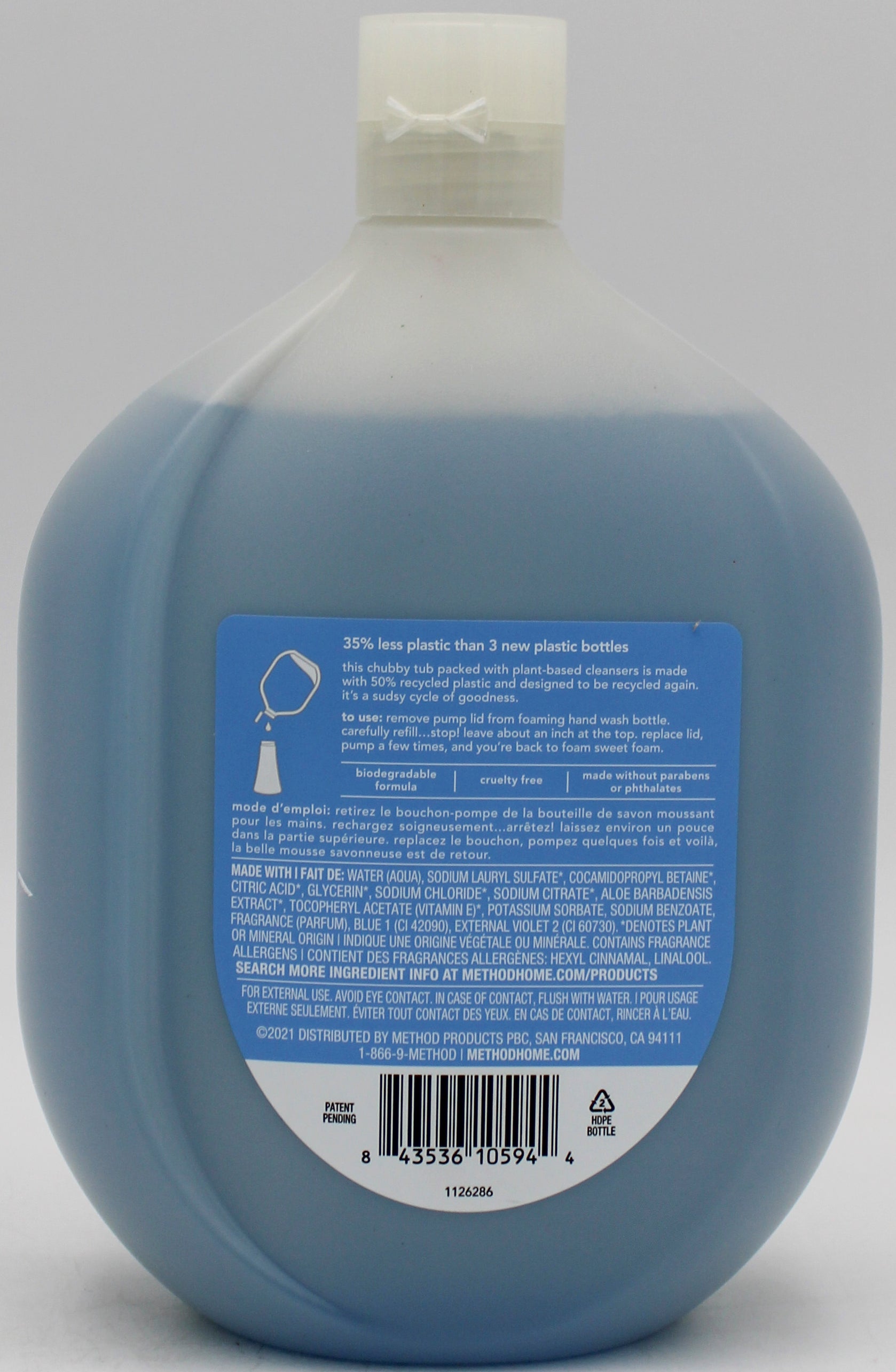 METHOD FOAMING HAND WASH SEA MINERALS REFILL 28floz US