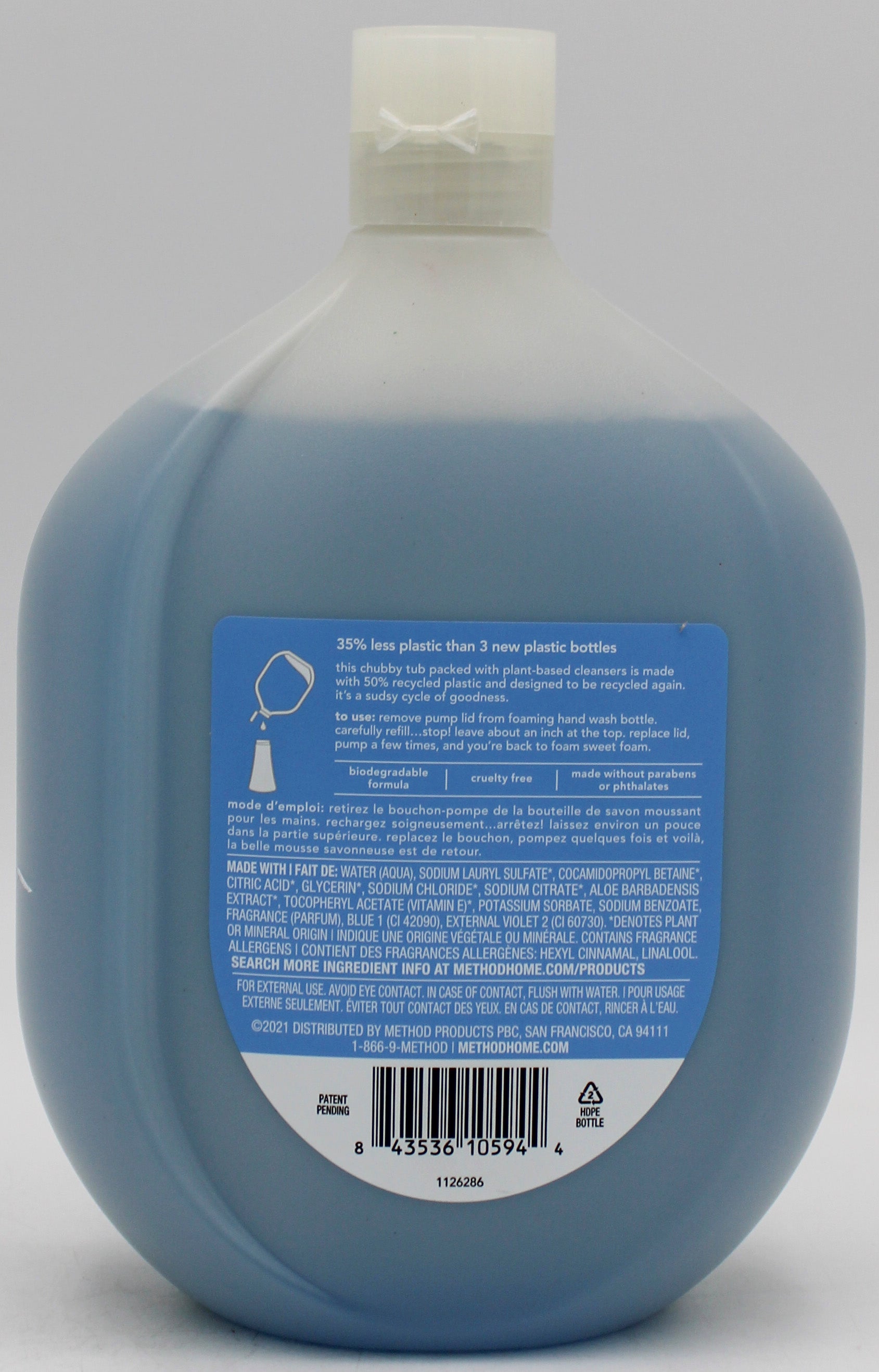 METHOD FOAMING HAND WASH SEA MINERALS REFILL 28floz US