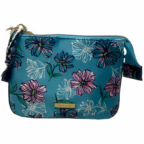 Sophia Joy Cosmetic Bag Blue Flower Design