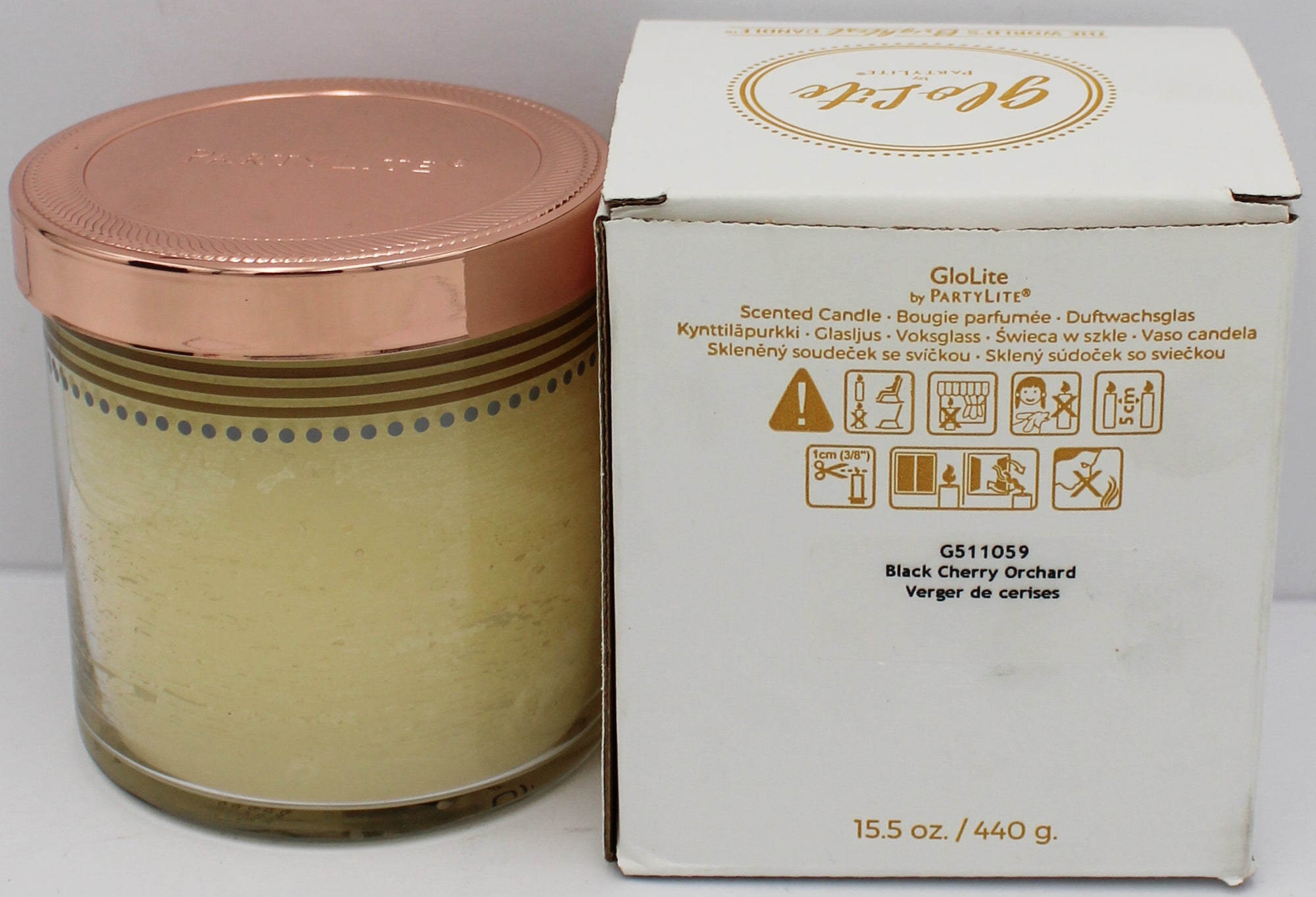 PARTYLITE GLO BLACK CHERRY ORCHARD SCENTED JAR CANDLE 15.5oz