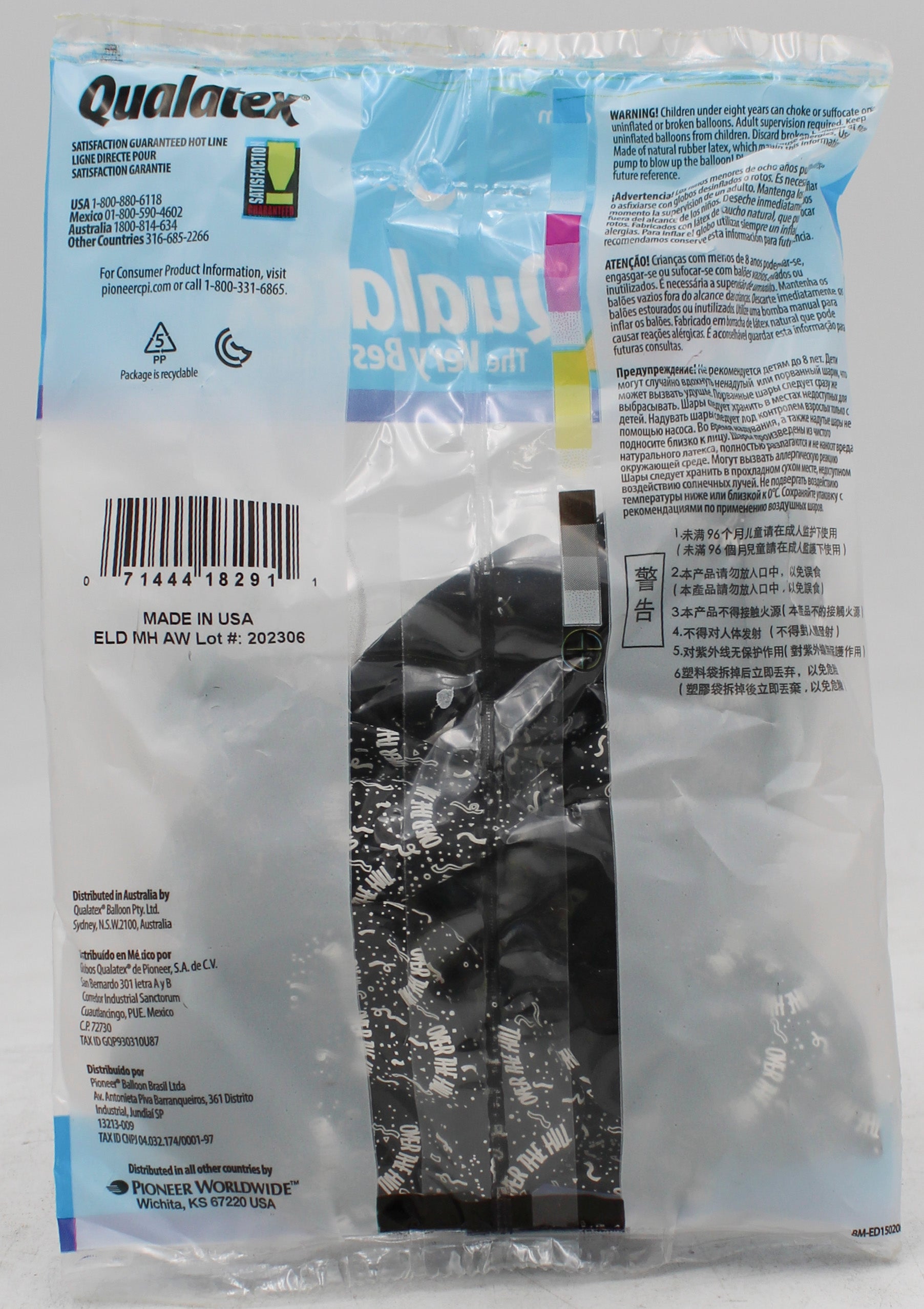 QUALATEX 11" ROUND PARTY BALLOONS ONYX 6CT OVER THE HILL-A-RND