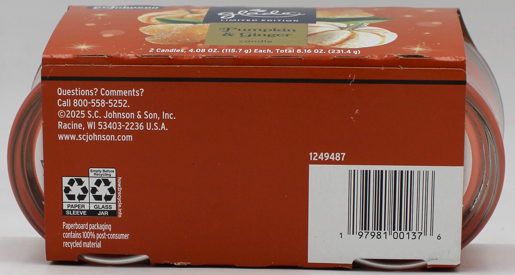 SP GLADE 2 IN 1 CANDLE 2ct 4.08oz PUMPKIN & GINGER