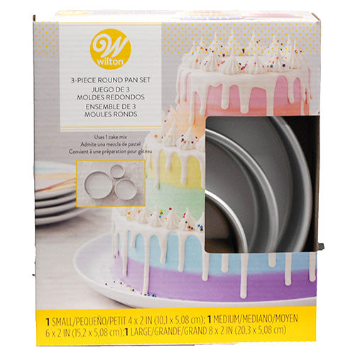 WILTON PERFORMANCE ROUND CAKE PAN SET ALUMINUM 3CT