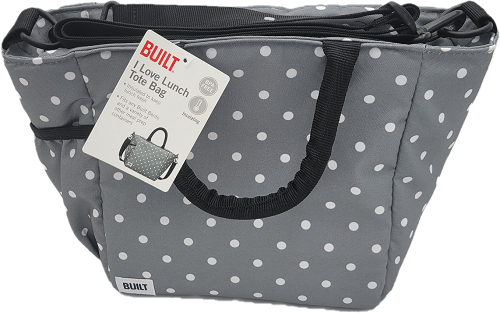 BUILT I LOVE LUNCH BAG GRAY WITH DOTS NI