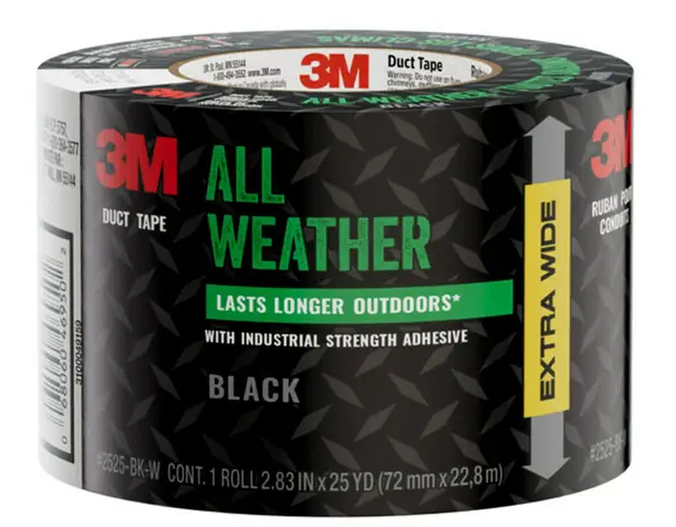 3M SUPER TOUGH ALL WEATHER BLACK DUCT TAPE 2.83in X 25yd