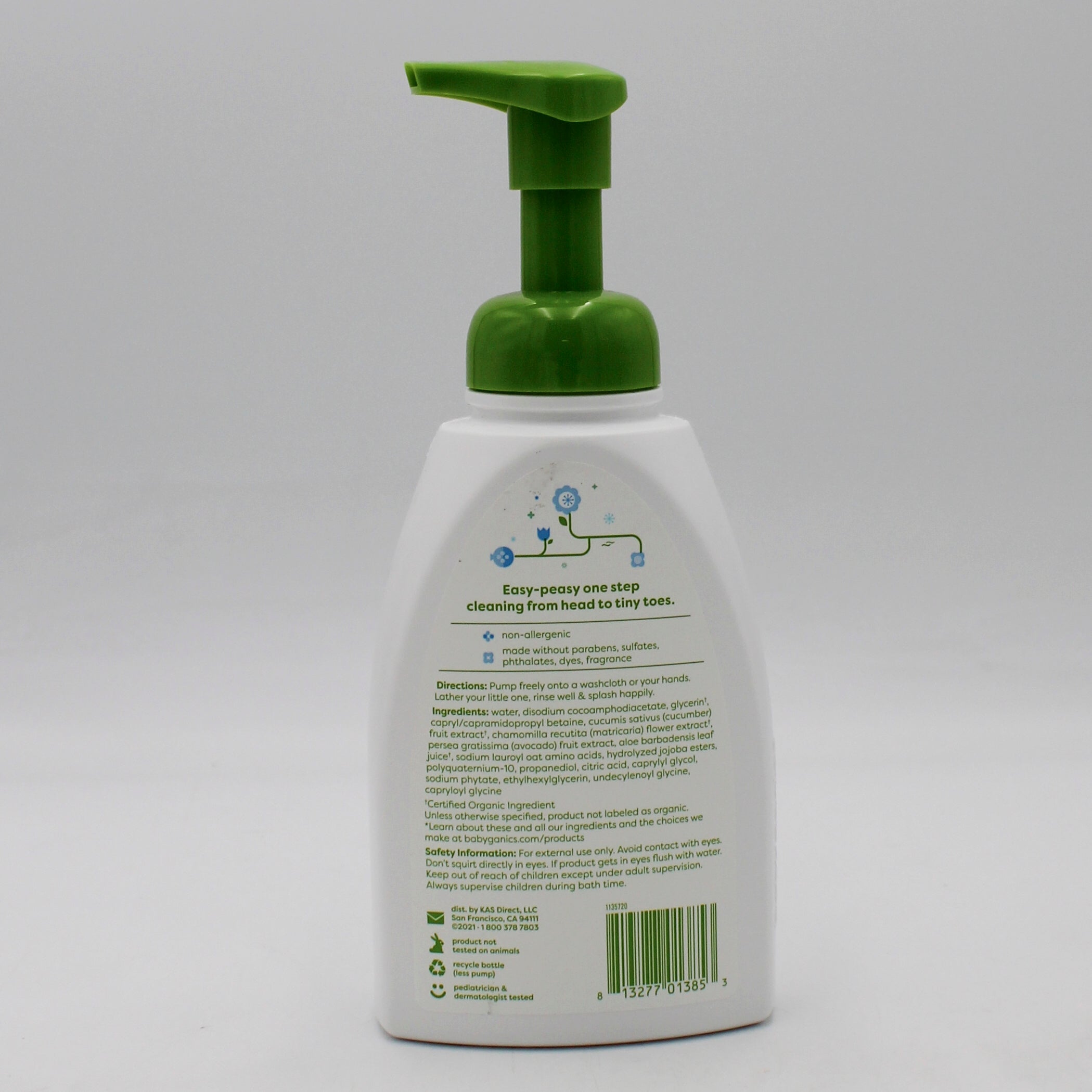 SP BABYGANICS FOAMING SHAMPOO & BODY WASH FRGCE FREE 16oz