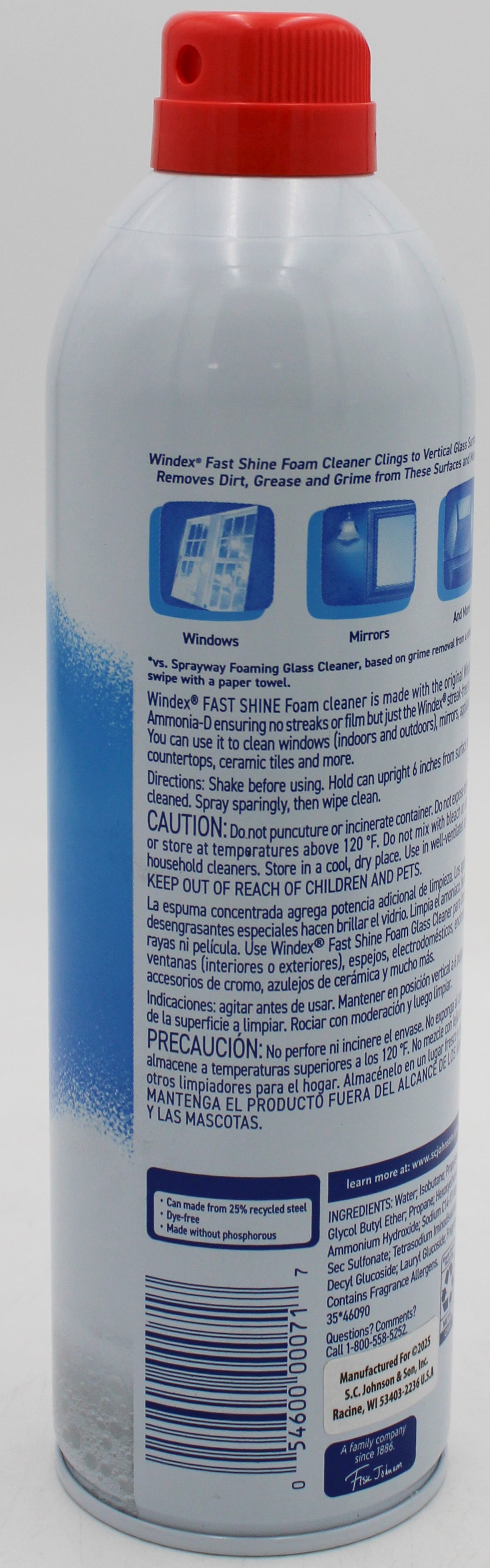SP WINDEX FAST SHINE FOAM AEROSOL 19oz RAINSHOWER SCENT