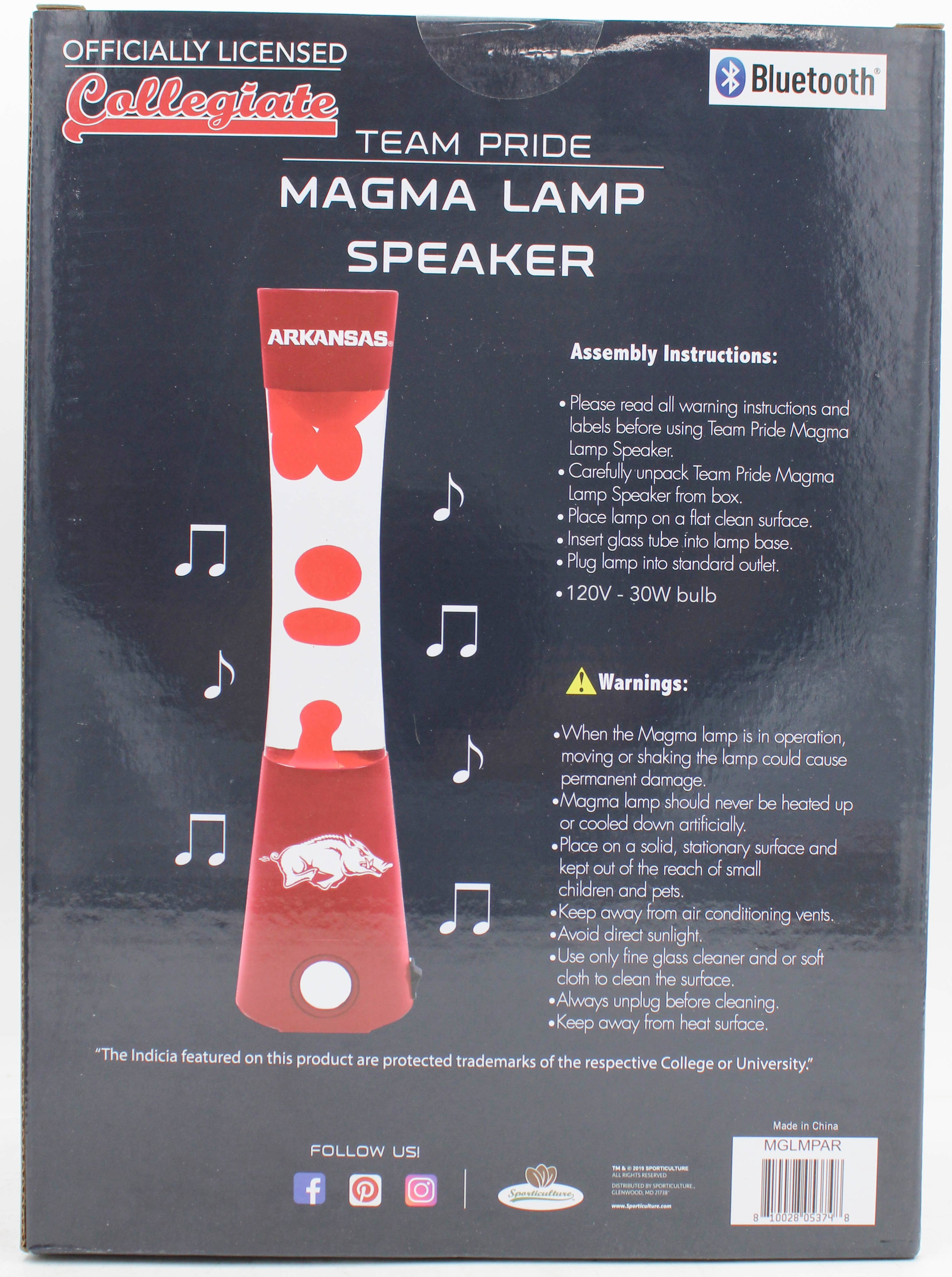 NCAA ARKANSAS RAZRBACKS LAVA LAMP SPEAKER 16.5"