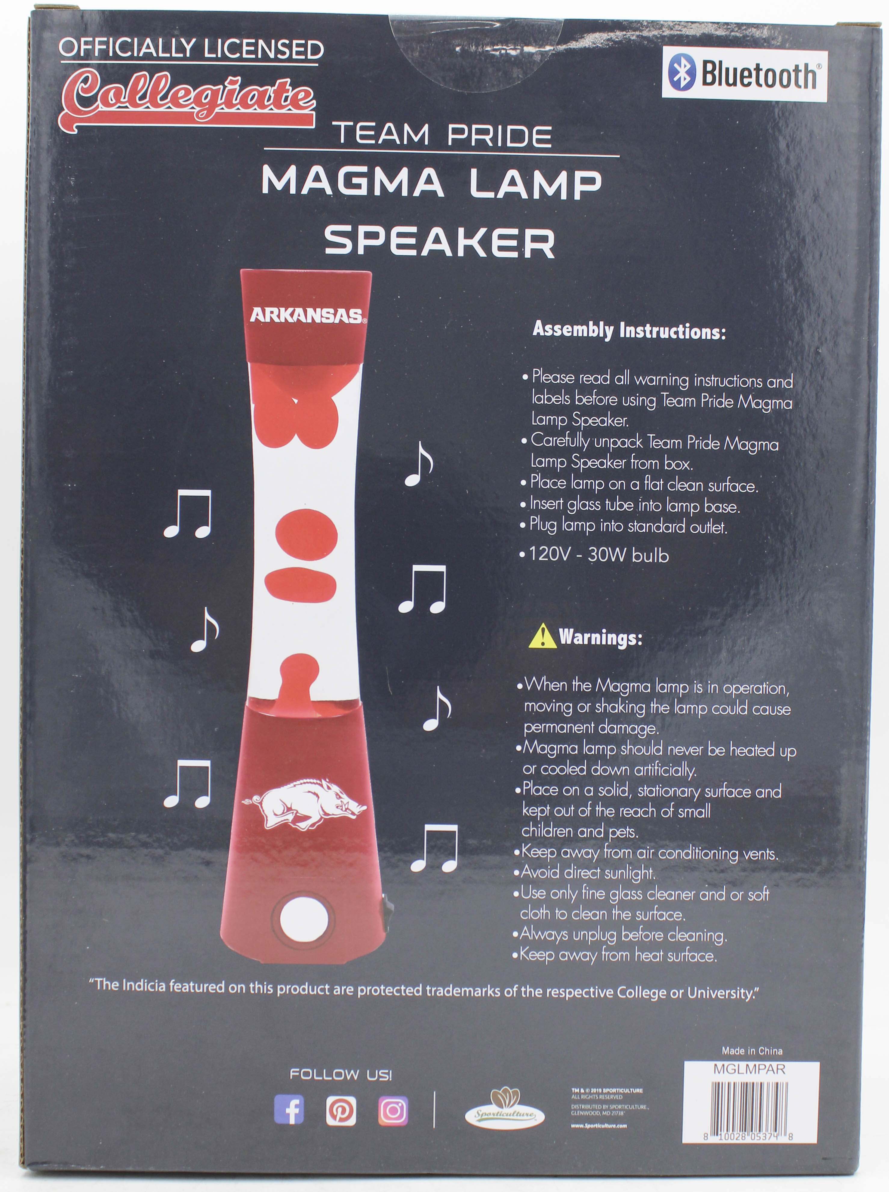 NCAA ARKANSAS RAZRBACKS LAVA LAMP SPEAKER 16.5"