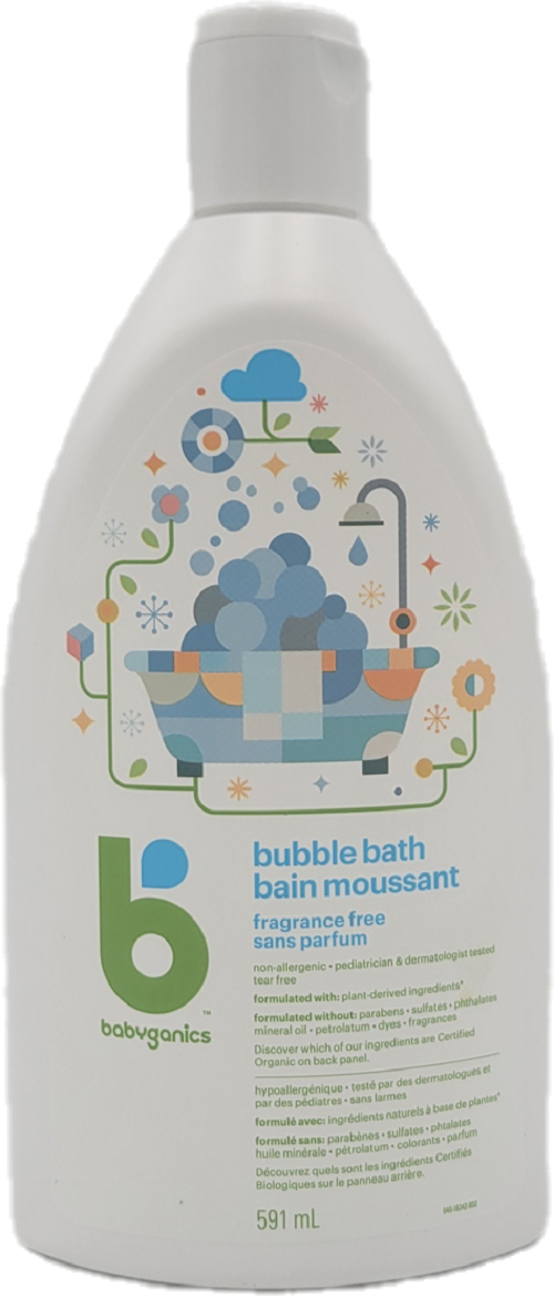 BABYGANICS BUBBLE BATH MOUSANT FRAGANCE FREE  591ML CA