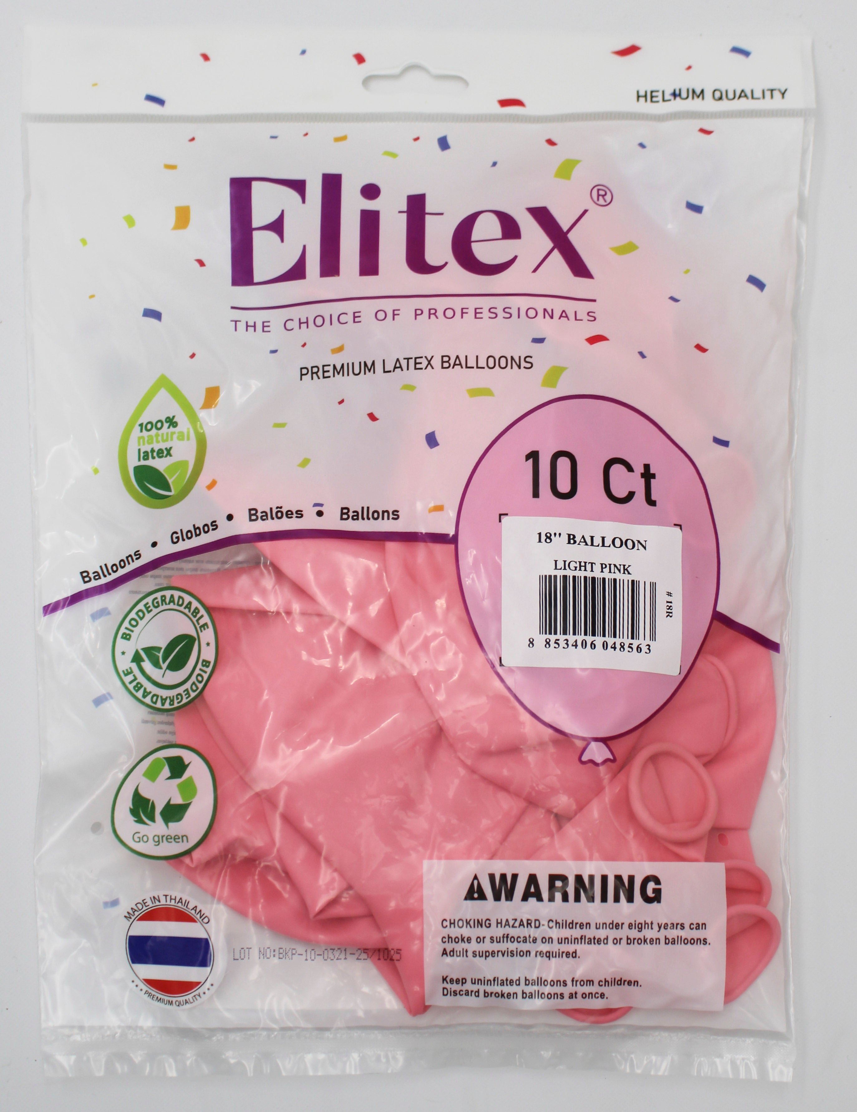 ELITEX 18" LIGHT PINK ROUND BALLOON, 10 PACK
