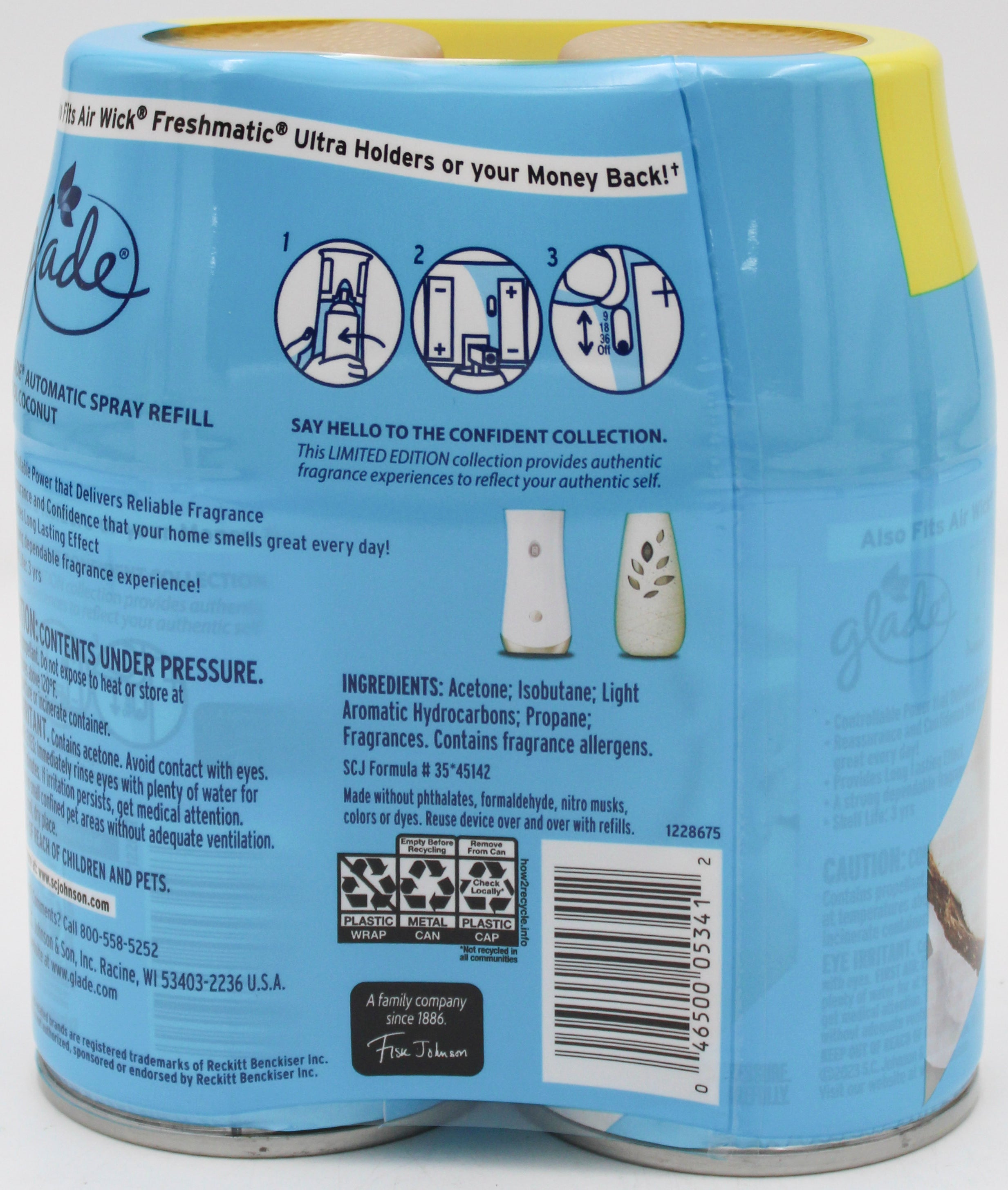 GLADE AUTOMATIC REFILL COOL COCONUT 2ct 6.2oz US